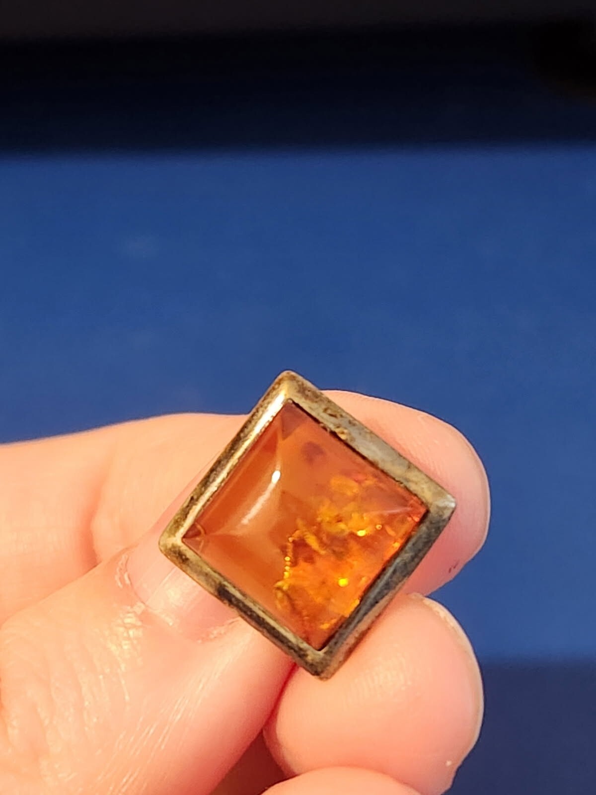 Sterling Silver Orange Stone Stud Earrings