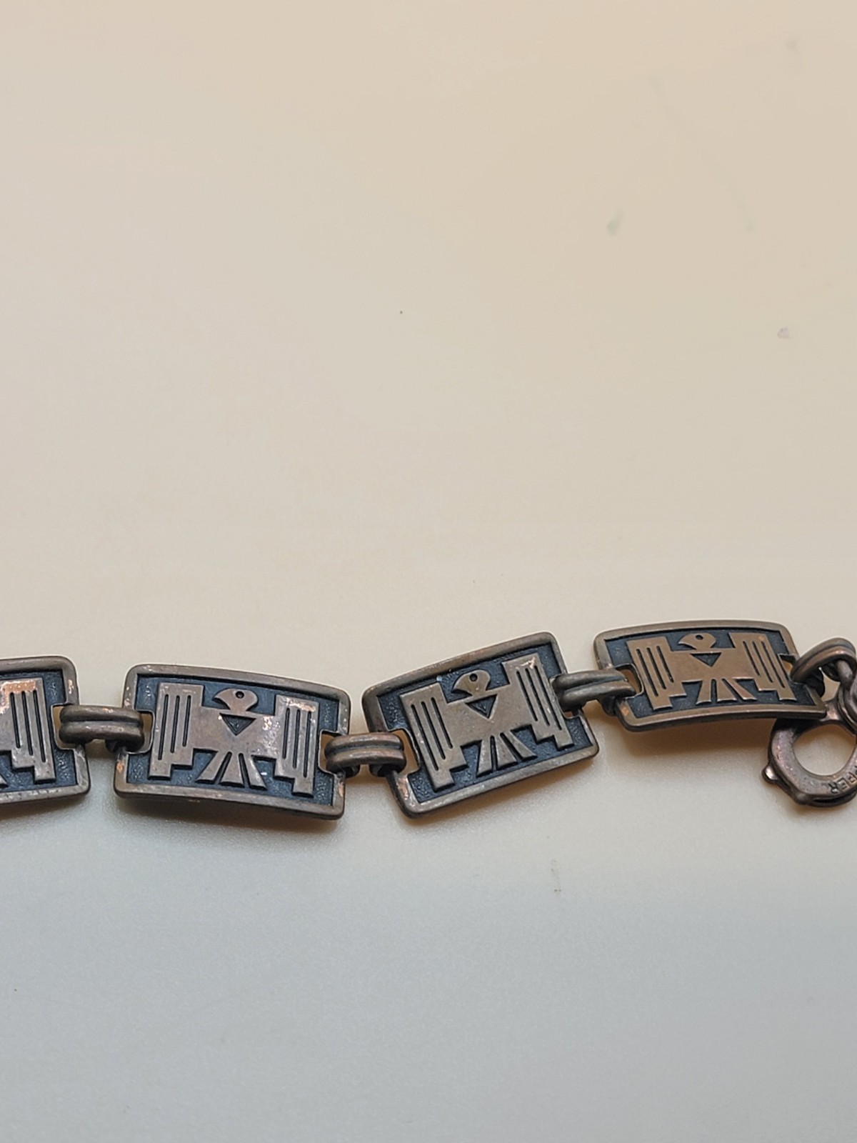 Vintage COPPER Thunderbird BRACELET 7 Links and Claw Clasp Native American