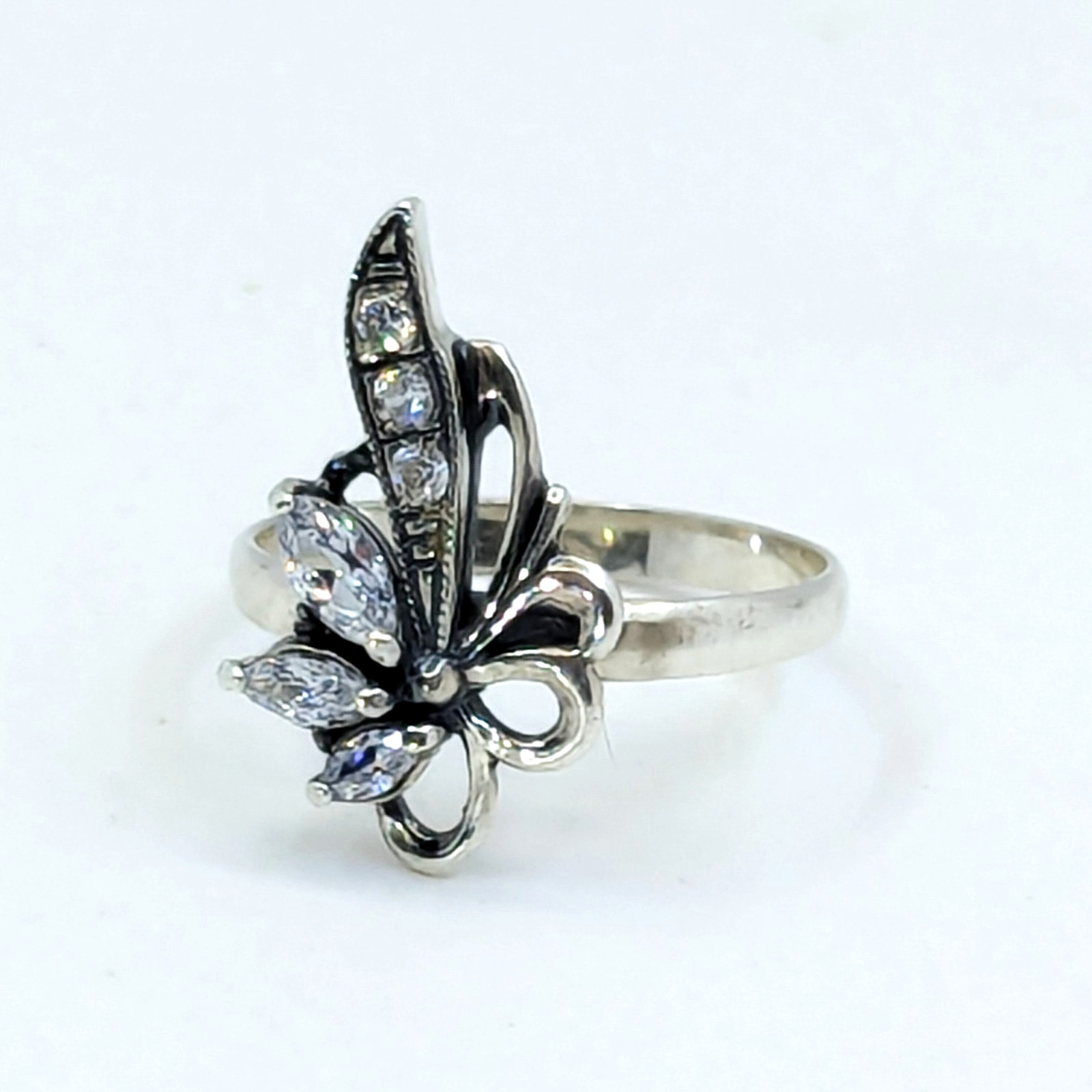 Vintage Luxury RING Silver 925 with Bright Stones-size: 9.5US(19.5mm) Ukraine#79