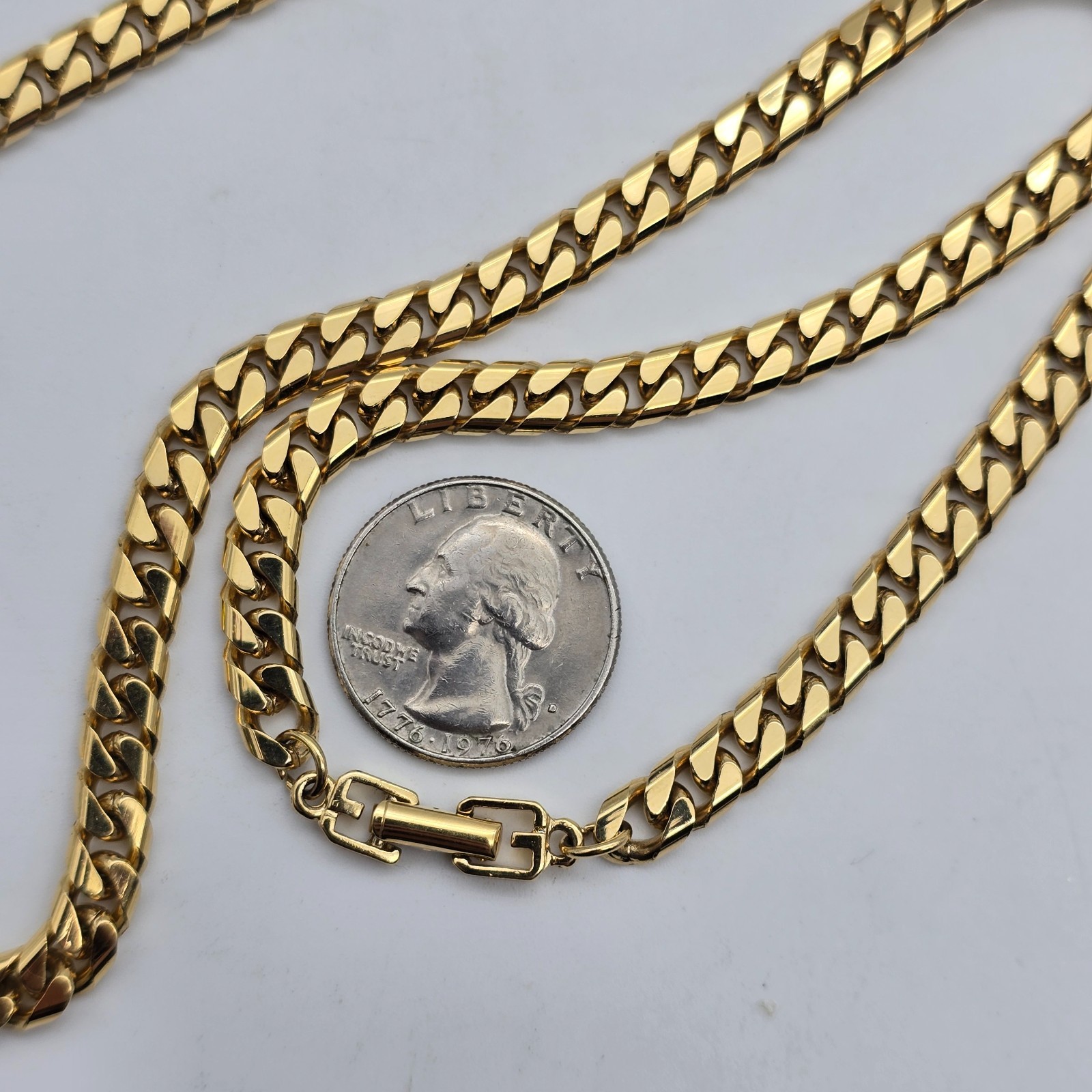 Givenchy 6.4 mm Cuban Curb Chain Link Gold Tone Necklace 24″