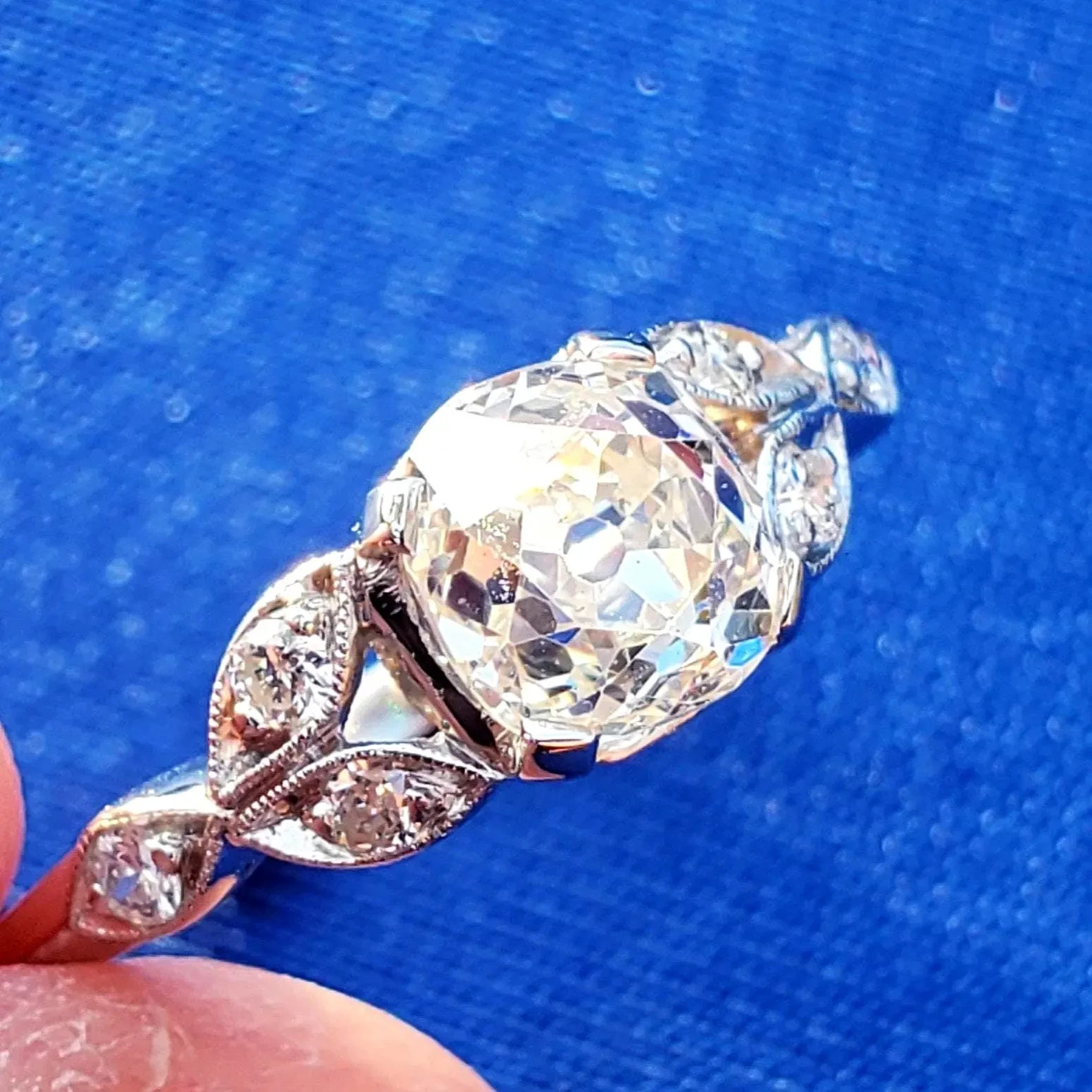 Original EARTH MINED DIAMOND Deco Engagement Ring Vintage PLATINUM Solitaire 1.3