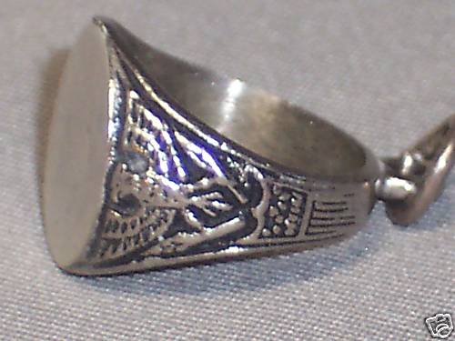 VINTAGE STERLING SILVER SIGNET RING CHARM WITH EAGLE SIDES AND NO MONOGRAM