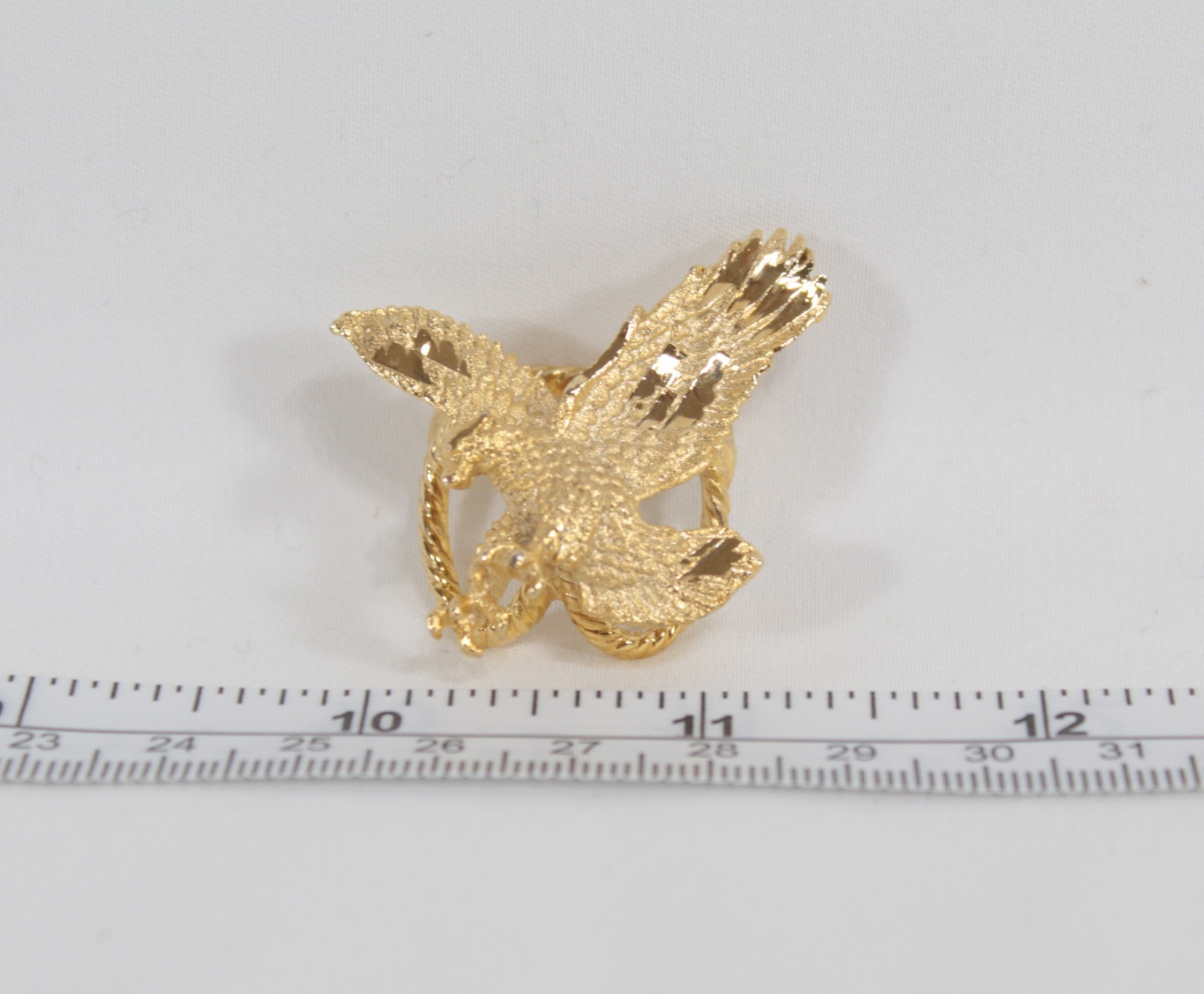 Flying Eagle Scarf Slide Gold Tone Patriotic Jewelry Bolo Beautiful! UNUSED