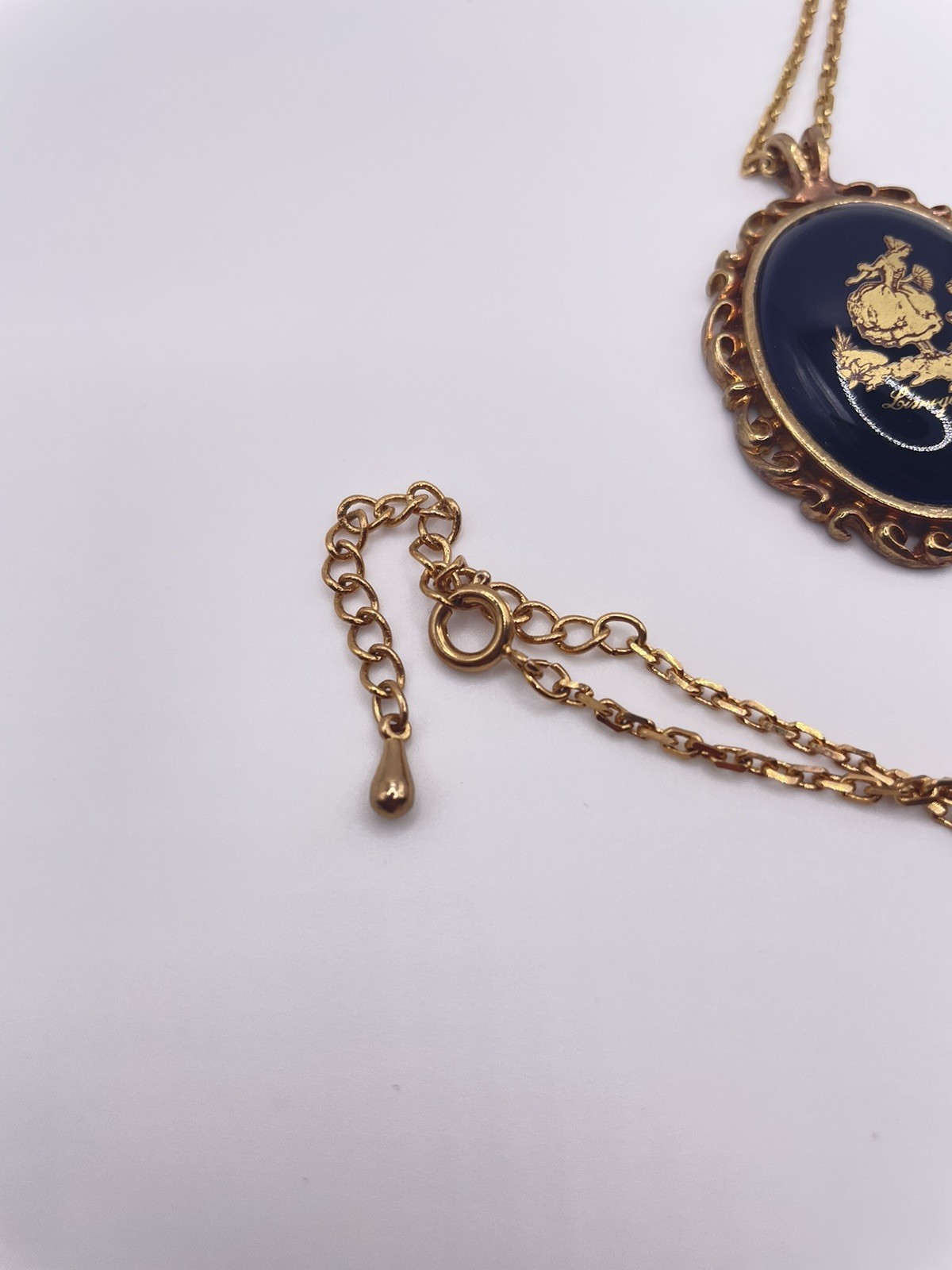 Vintage Limoges France Porcelain Pendant Signed Victorian Revival