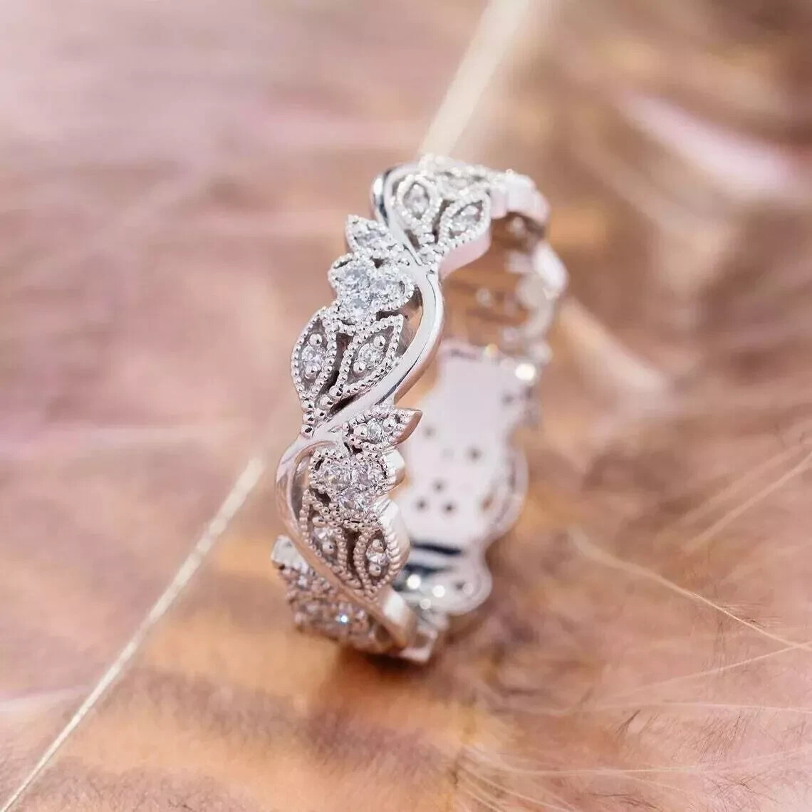 Art Deco Style Lab-Created Diamond Bridal Wedding Ring Set 14K White Gold Finish