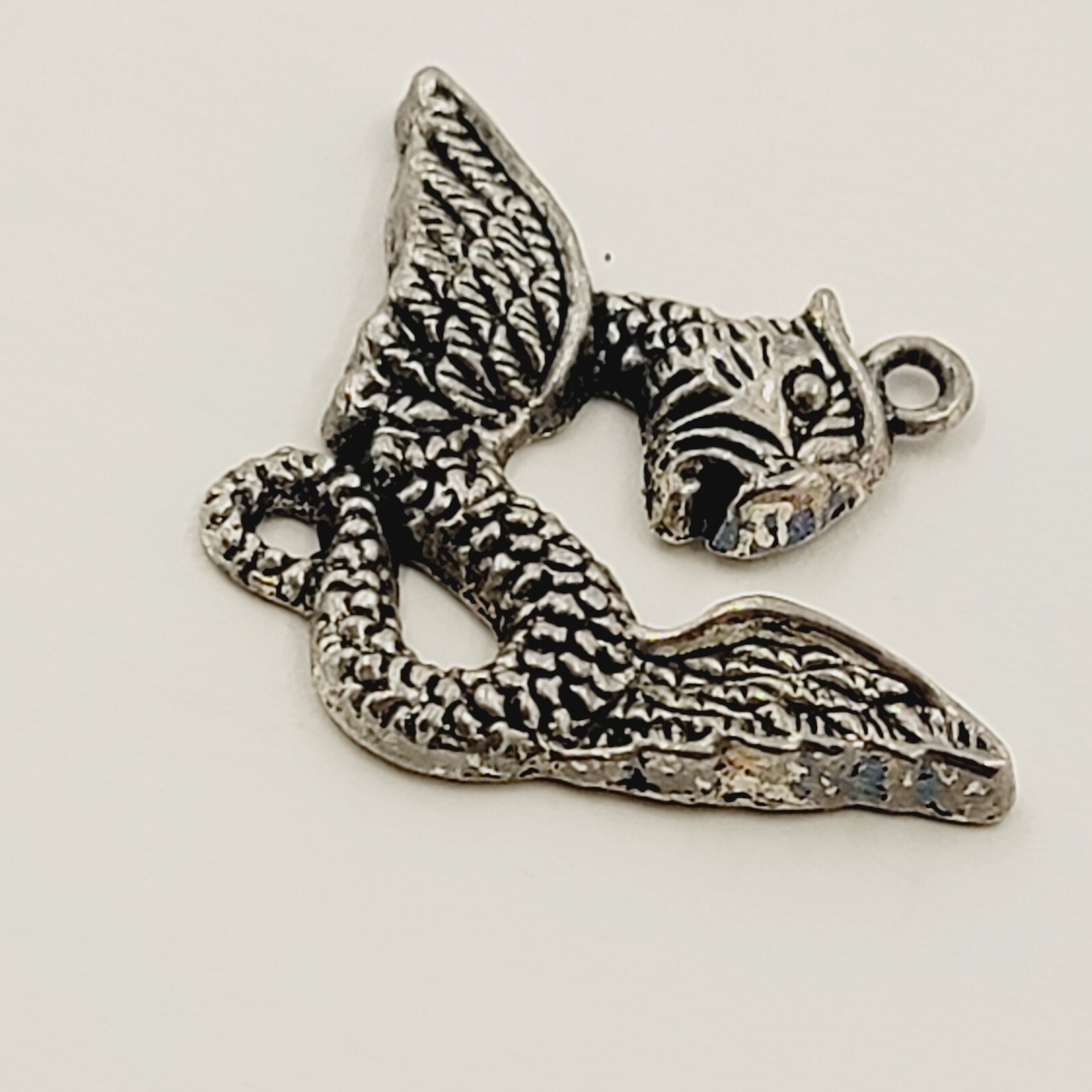 Vintage Pewter Griffin Pendant Double-Sided Winged Mythical Creature