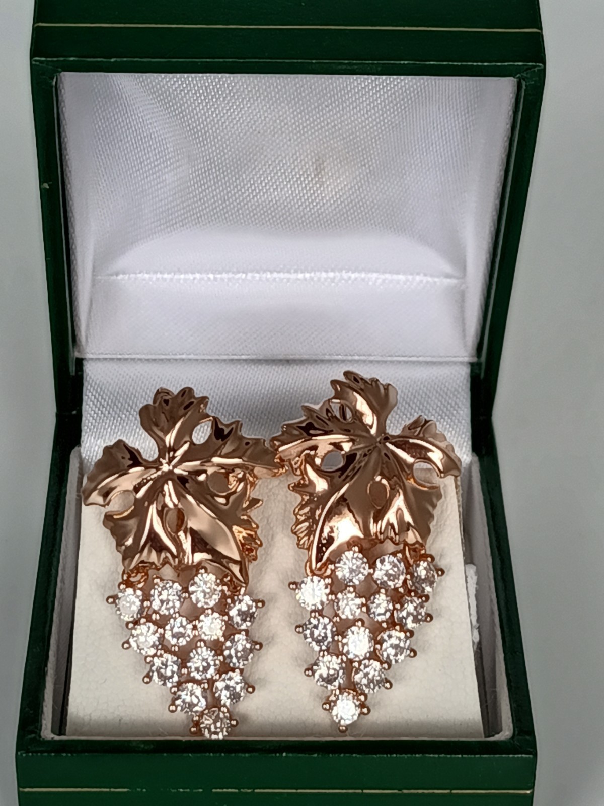 Vintage 1990-s 14 Ct Rolled Gold Large Zircons Earrings-Hallmarked 585 RG