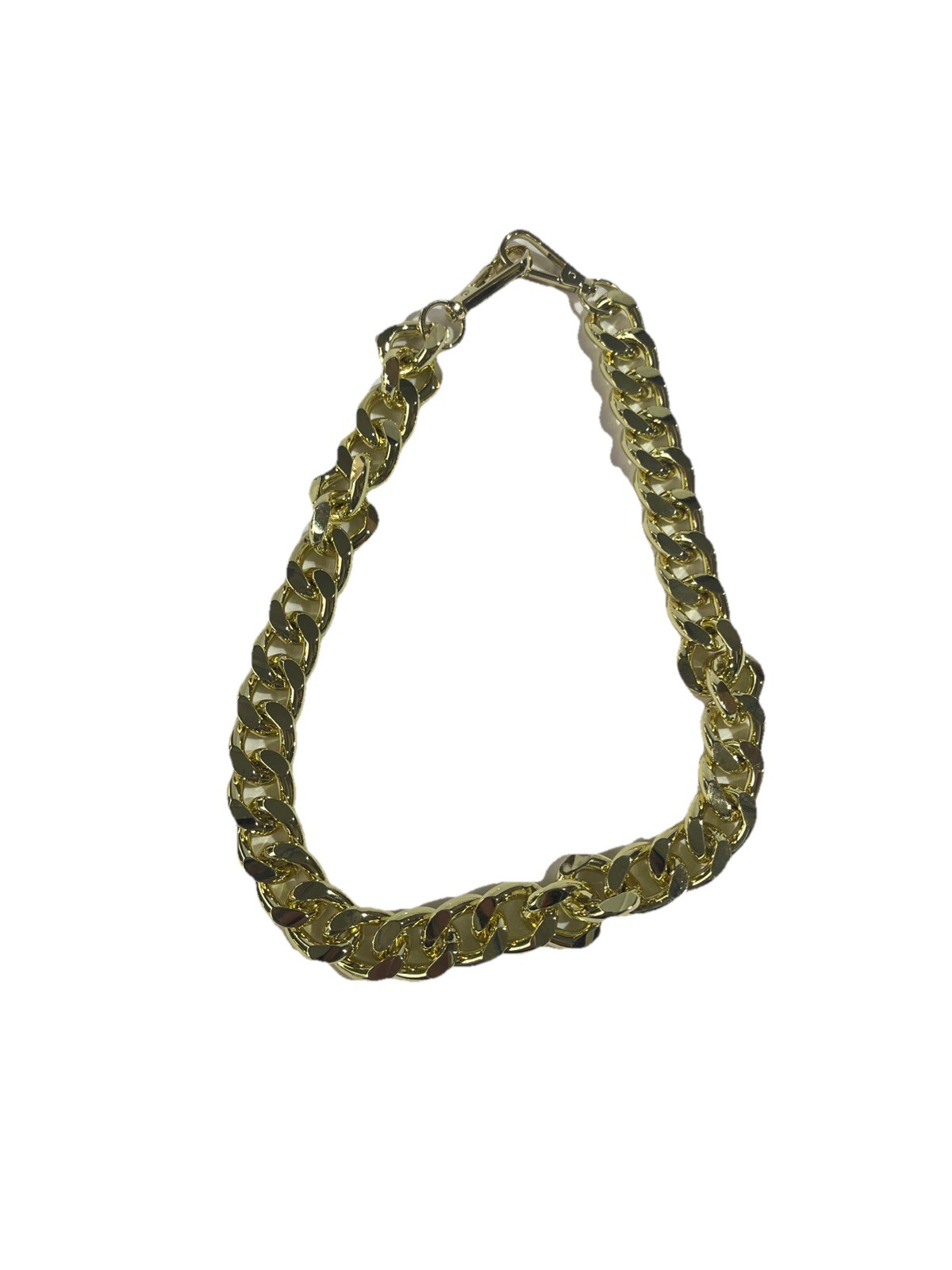 Yellow Gold Plate 20mmmm Wide Thick Curb Adjustable Link Chain Necklace