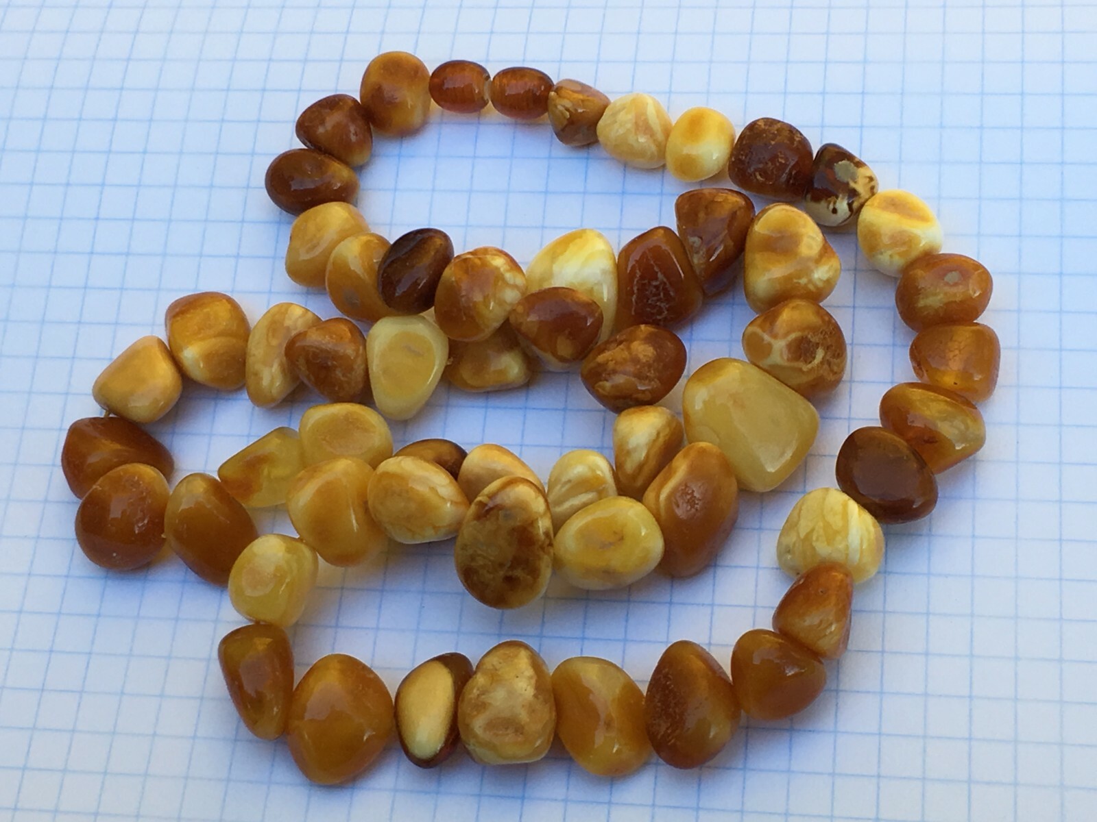 Vintage Natural Baltic Amber Neckalce Egg Yolk Butterscotch 40 gr.