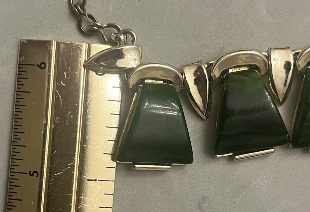 Vintage CHAREL Spinach Green Bakelite, Egyptian Revival, Necklace, Simi Tested!