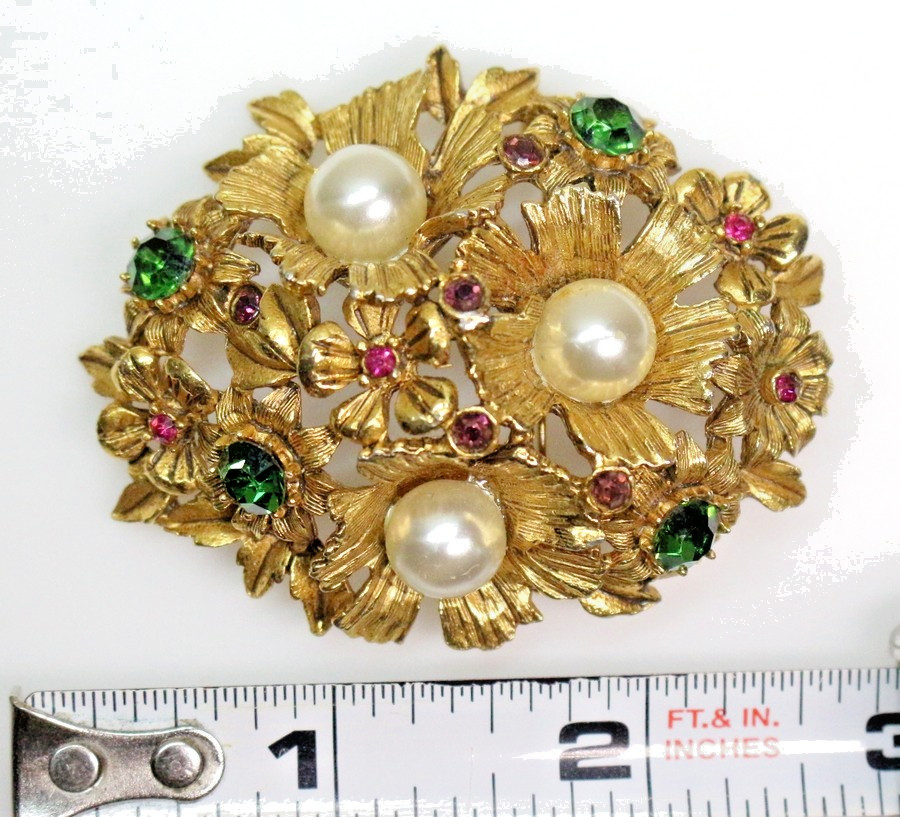 FLORENZA Vintage Signed Brooch Pin