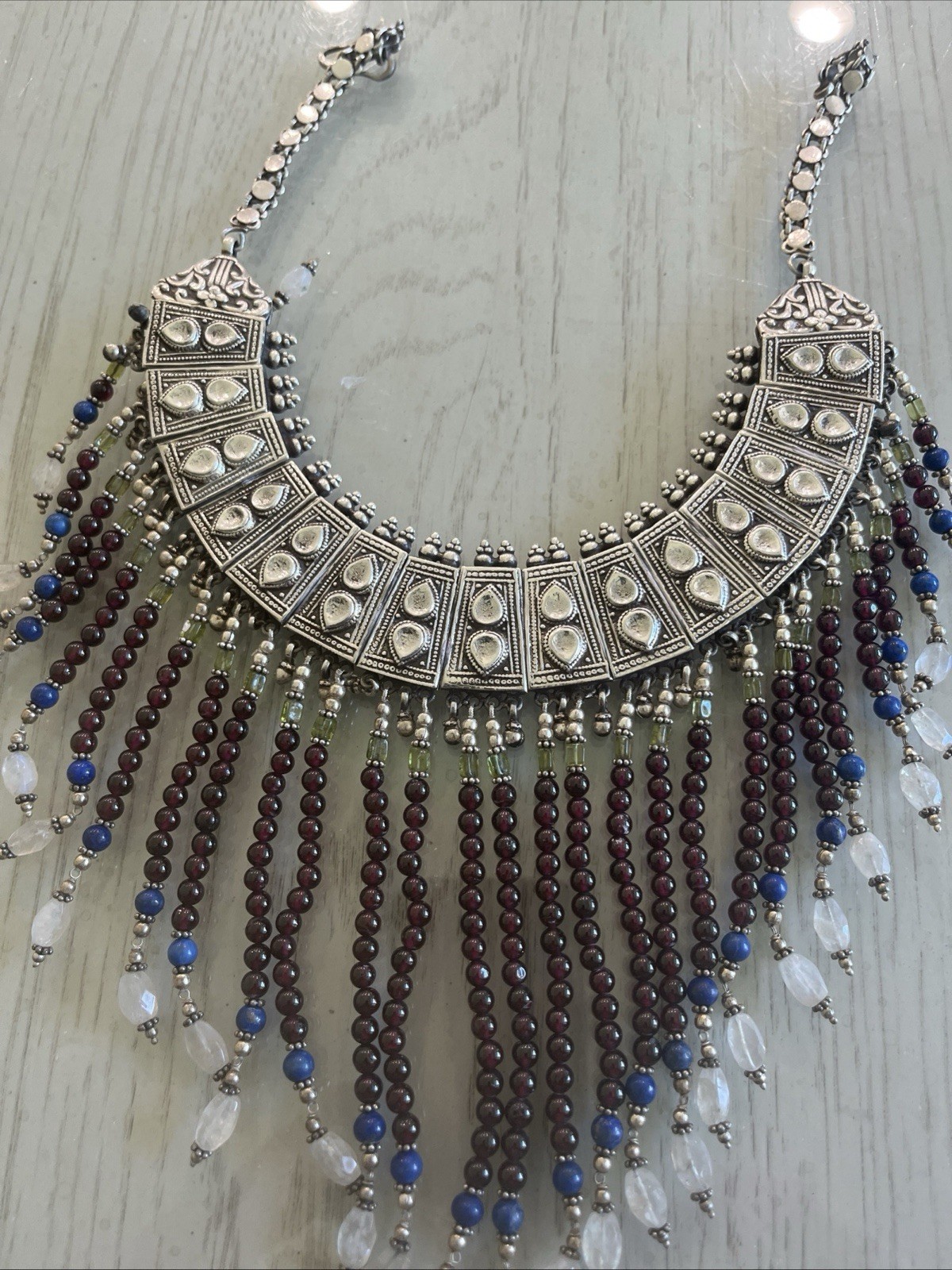 Vintage Silver Rajasthan Style India Tribal Collar Necklace 235 grams