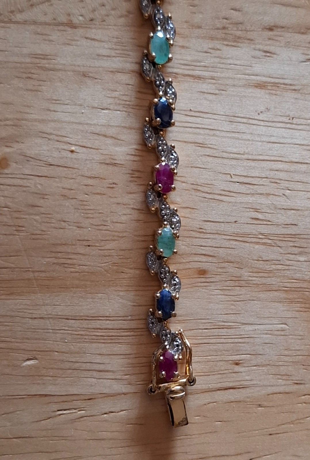 Vintage Jewelry Ross Simmons Gold Plated 925 Multi Gemstone Tennis Bracelet