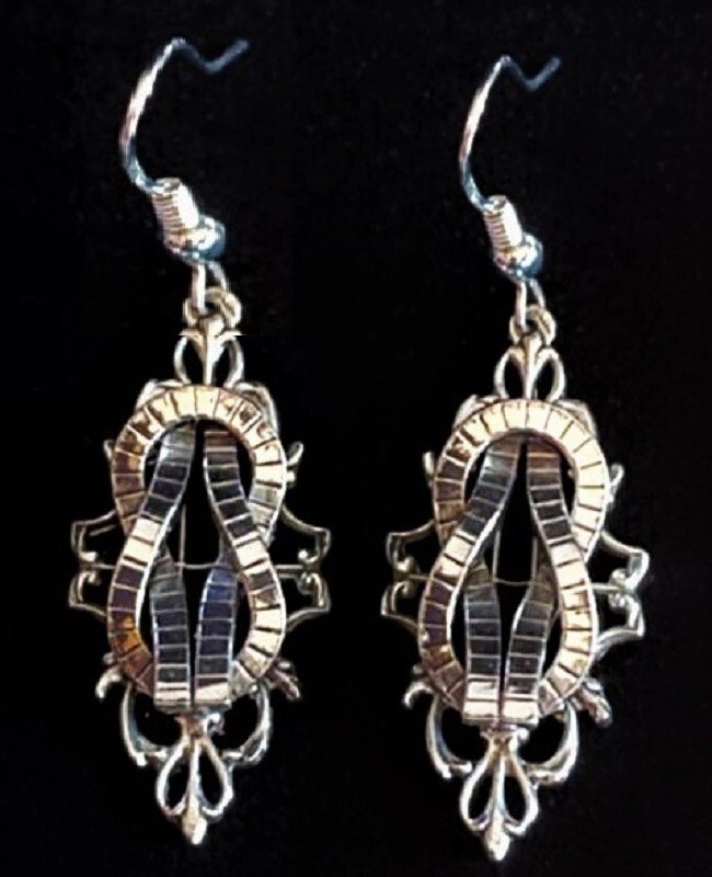Antique Sterling Silver Dangle Filigree Drop Pierced Earrings Gorgeous Free Ship