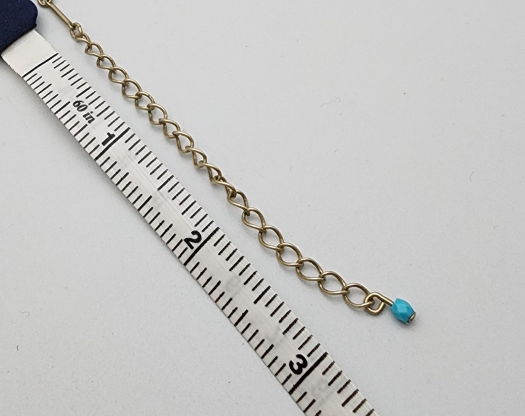 Vtg Avon Bar Link Y Drop Turquoise Beaded Choker Antiqued Gold Necklace
