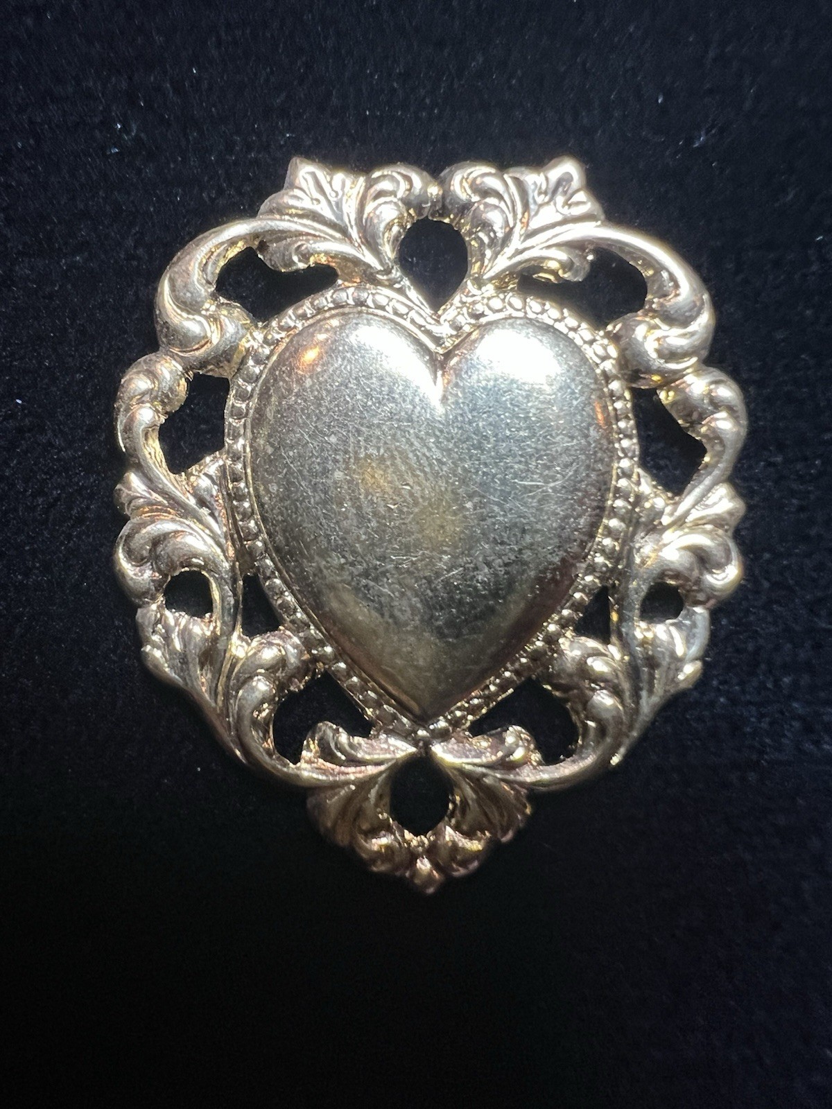 Vintage Heart 22K Plated Brass Stamping for Jewelry design from Famous Maker NOS