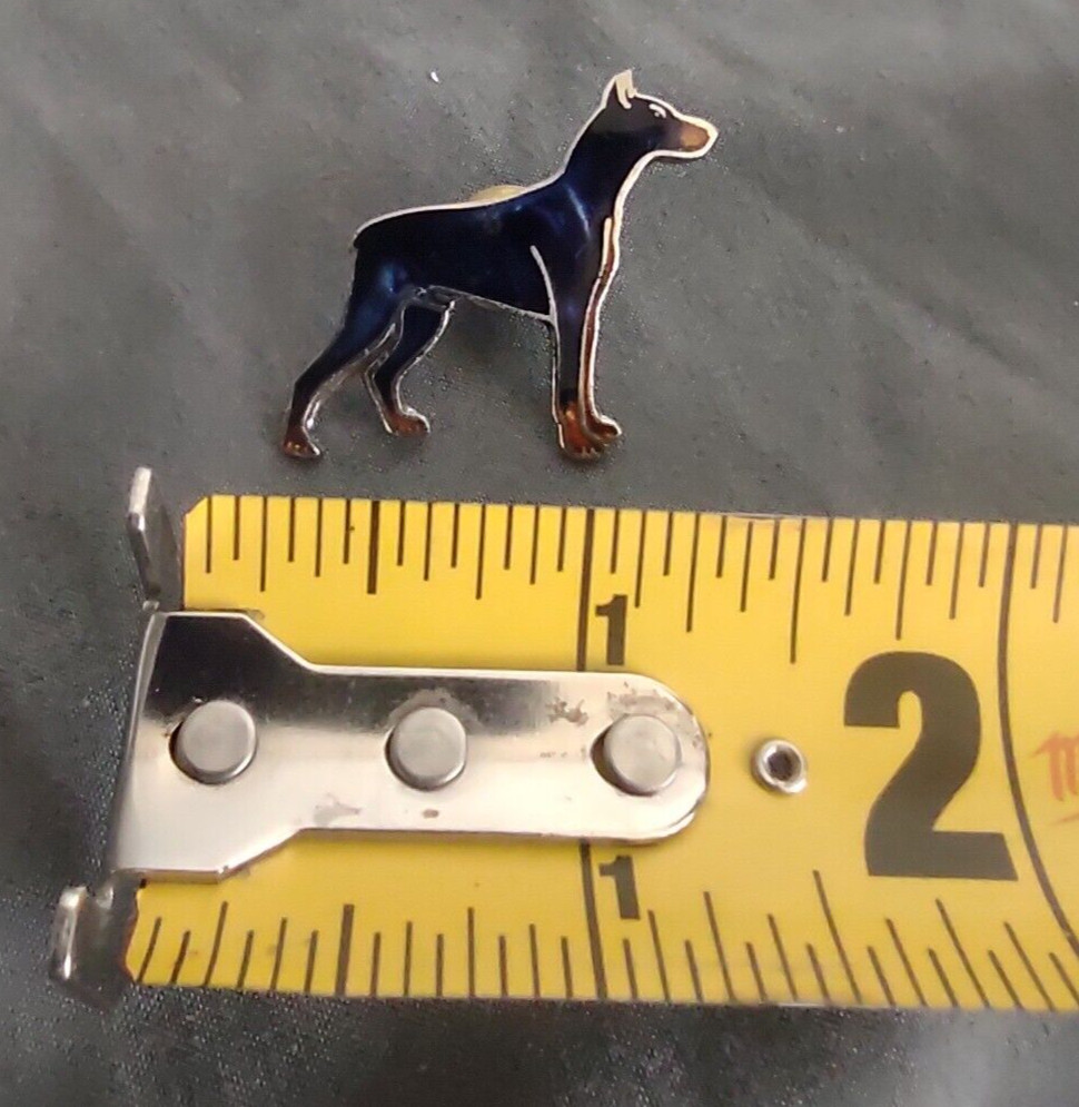 Vintage Mafco Collectible Dog Pin Doberman Brooch Silver Tone Blue Enamel Signed