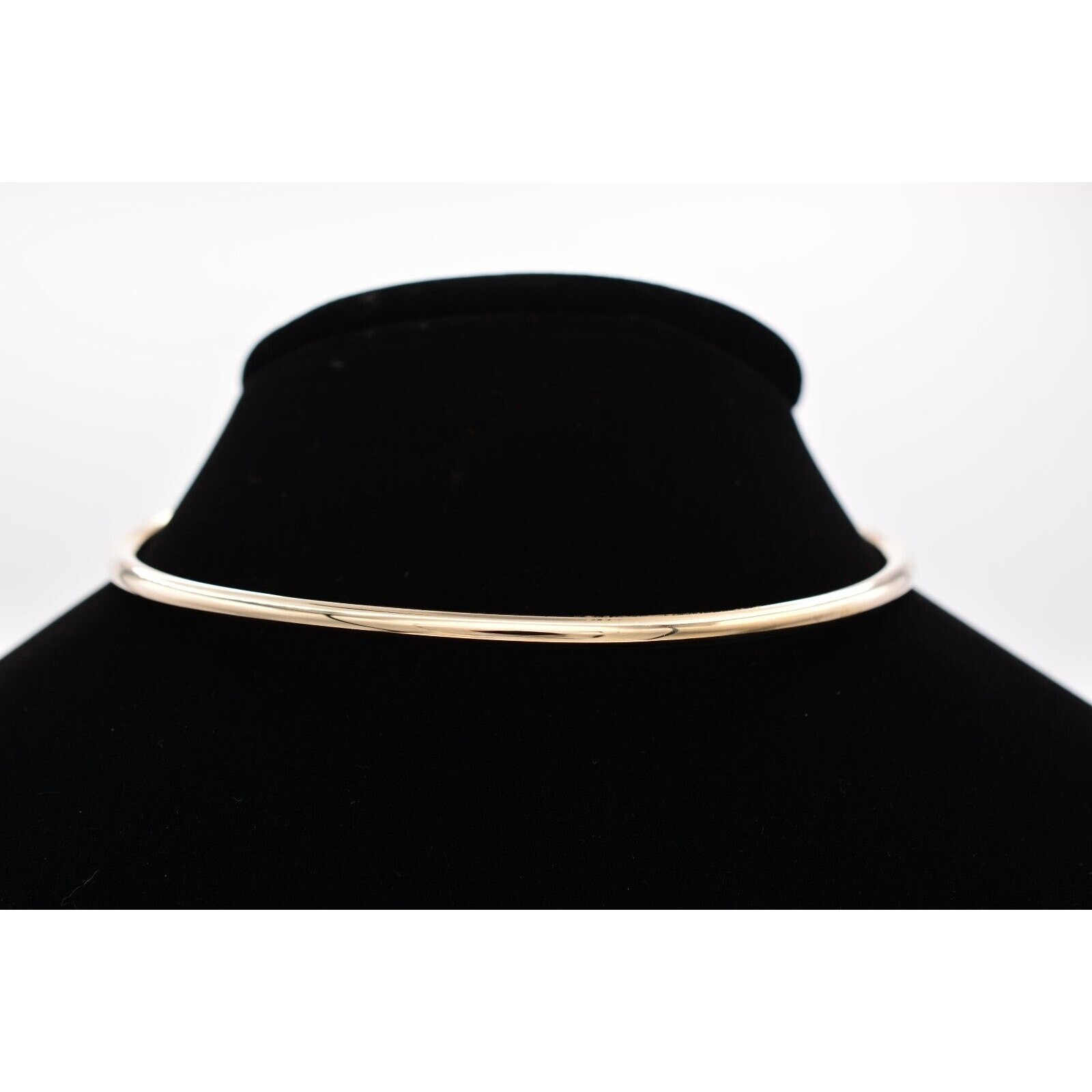 Vintage Choker Necklace Wire Collar Shiny Gold Statement Thick Round NOS 1990s