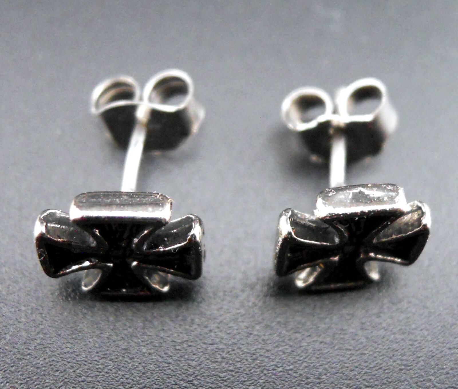 Iron Cross Earrings NEW Vintage 80’s Stud/Post Motorhead Biker Heavy Metal