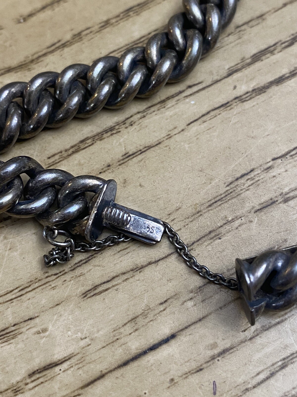 835 Silver Signed Vintage Heavy Braided Link Bracelet