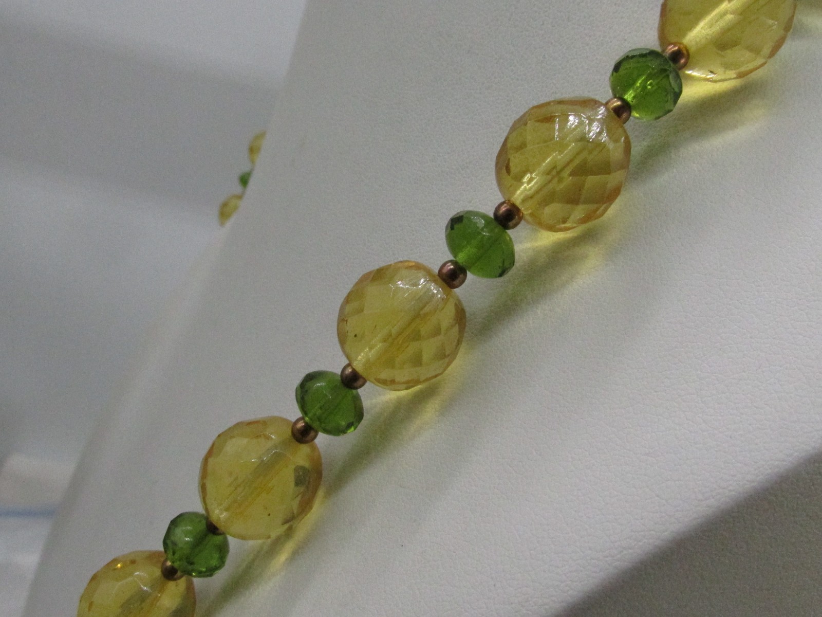 Joan Rivers Czech Republic Yellow & Green Faceted Beaded Necklace 36-39″