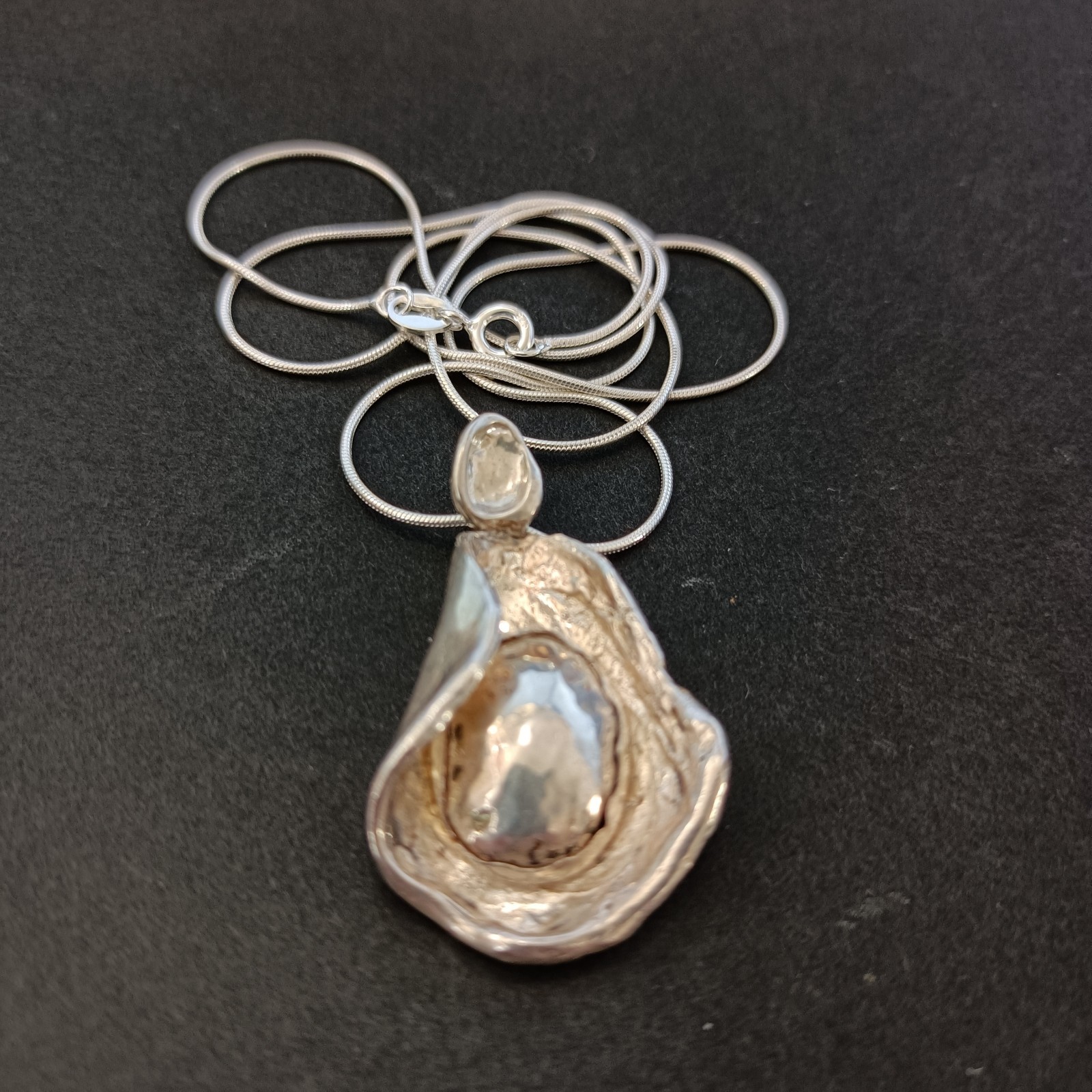 Modernist Sterling Silver Sculptural Pendant Necklace Abstract Freeform Art VTG