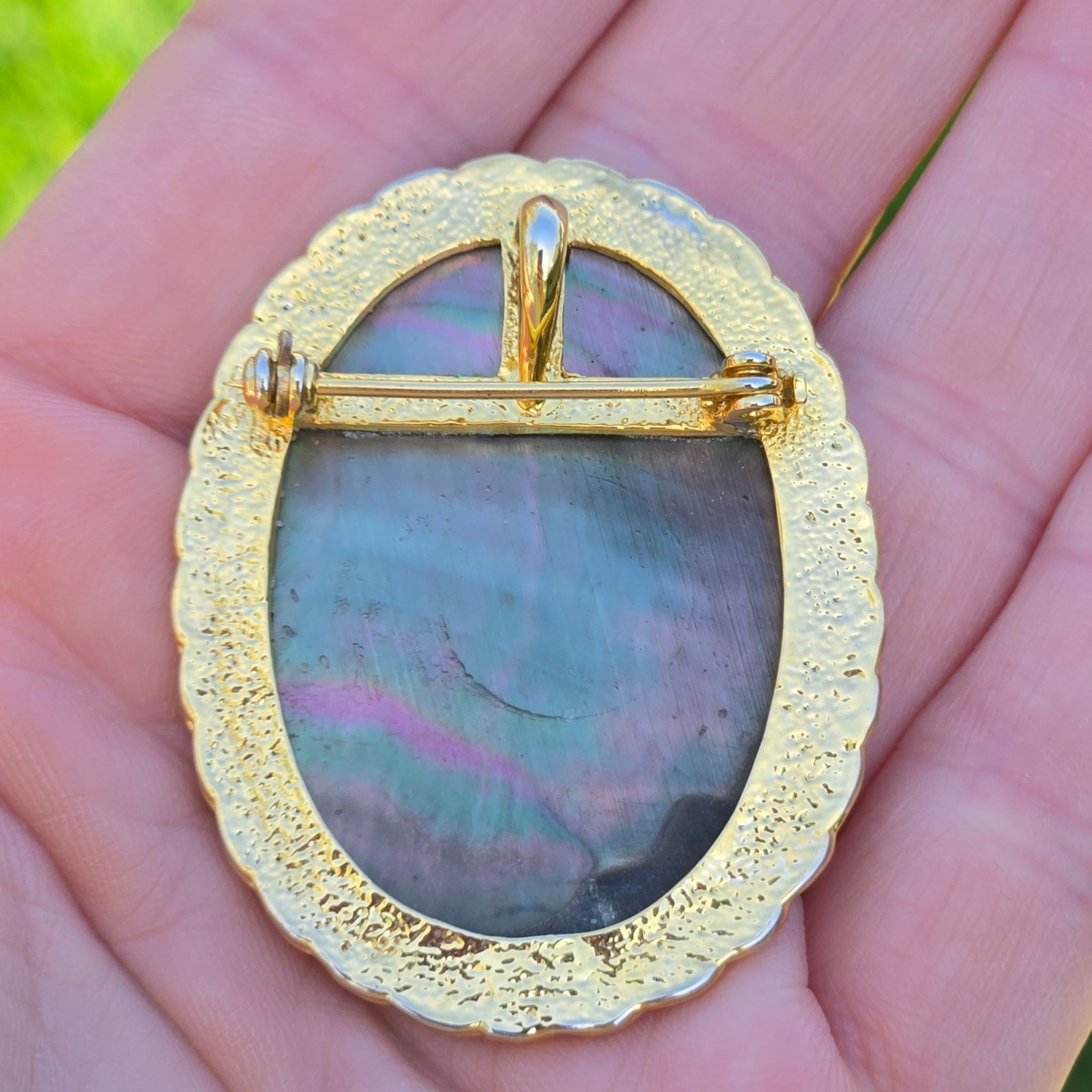 Vintage Guardian Angel Brooch or Pendant Mother of Pearl Cameo Spiritual Jewelry