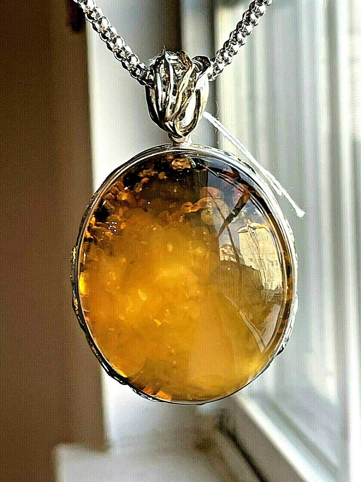 Natural Genuine Russian Baltic Vintage Amber Necklace Egg Yolk Butterscotch 老琥珀