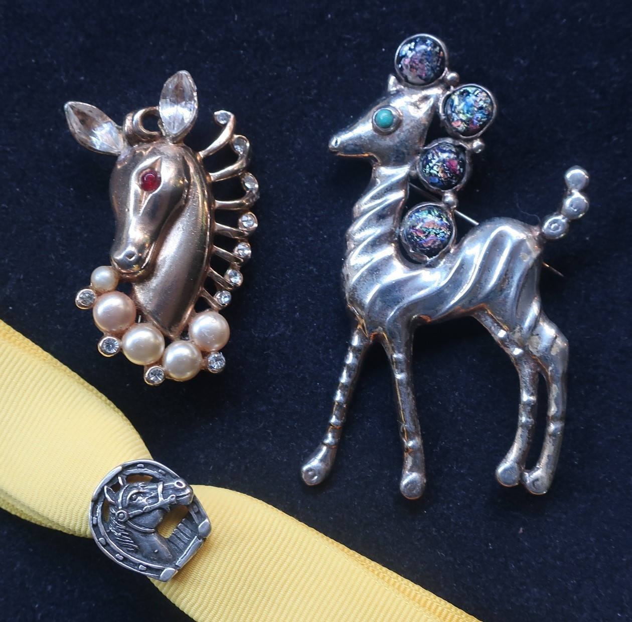 VTG Sterling Silver Jewelry LOT Vintage Horse Two Sterling Silver one gold plate