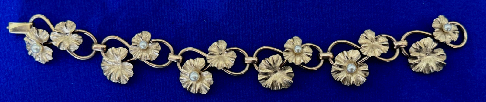 Vintage 1956 1/20 12k Gold Filled and Small Pearls Bracelet-7 1/2″ Long