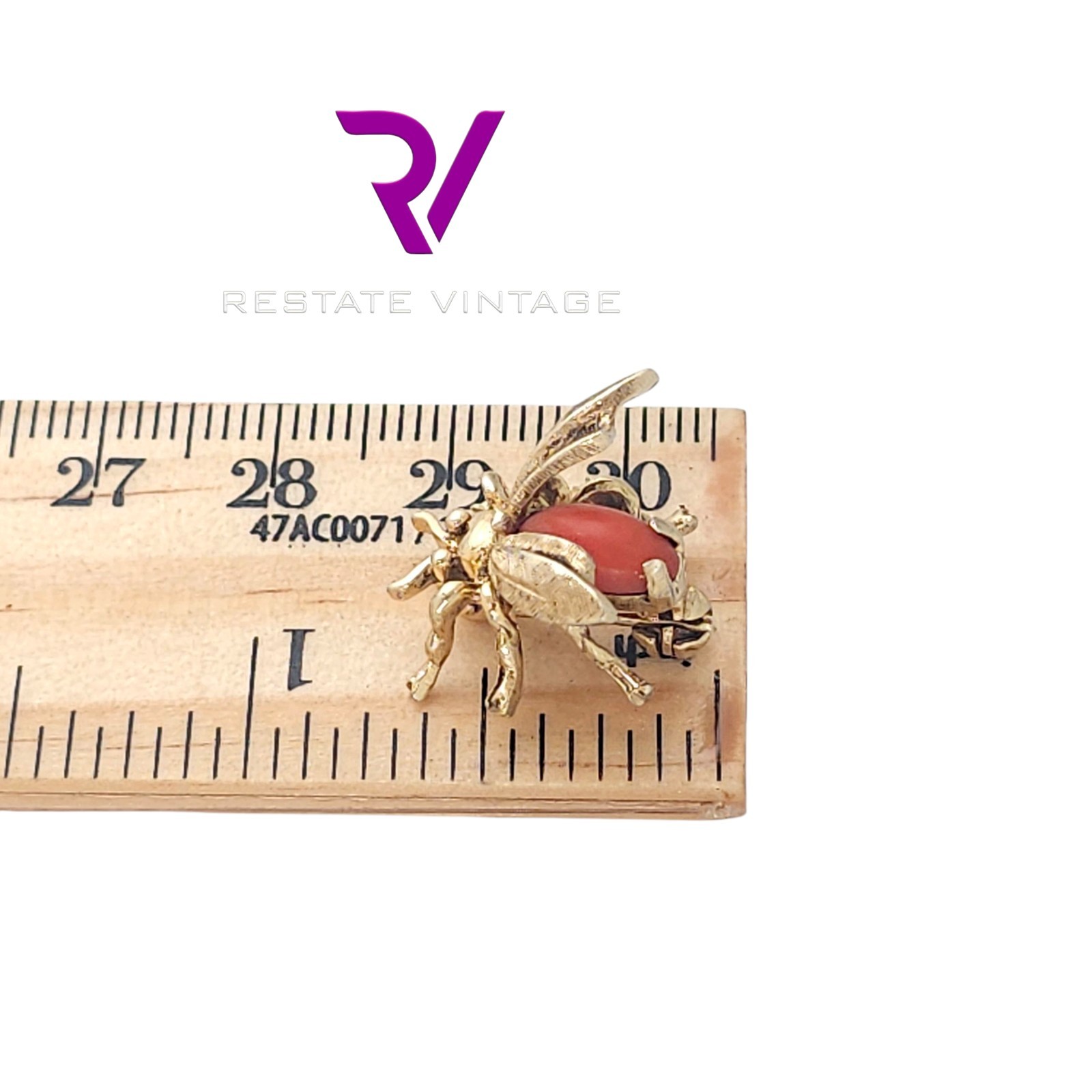 Mint Vintage Maison Behar M-BE Germany Gold Over Sterling Mint Bug Coral Brooch