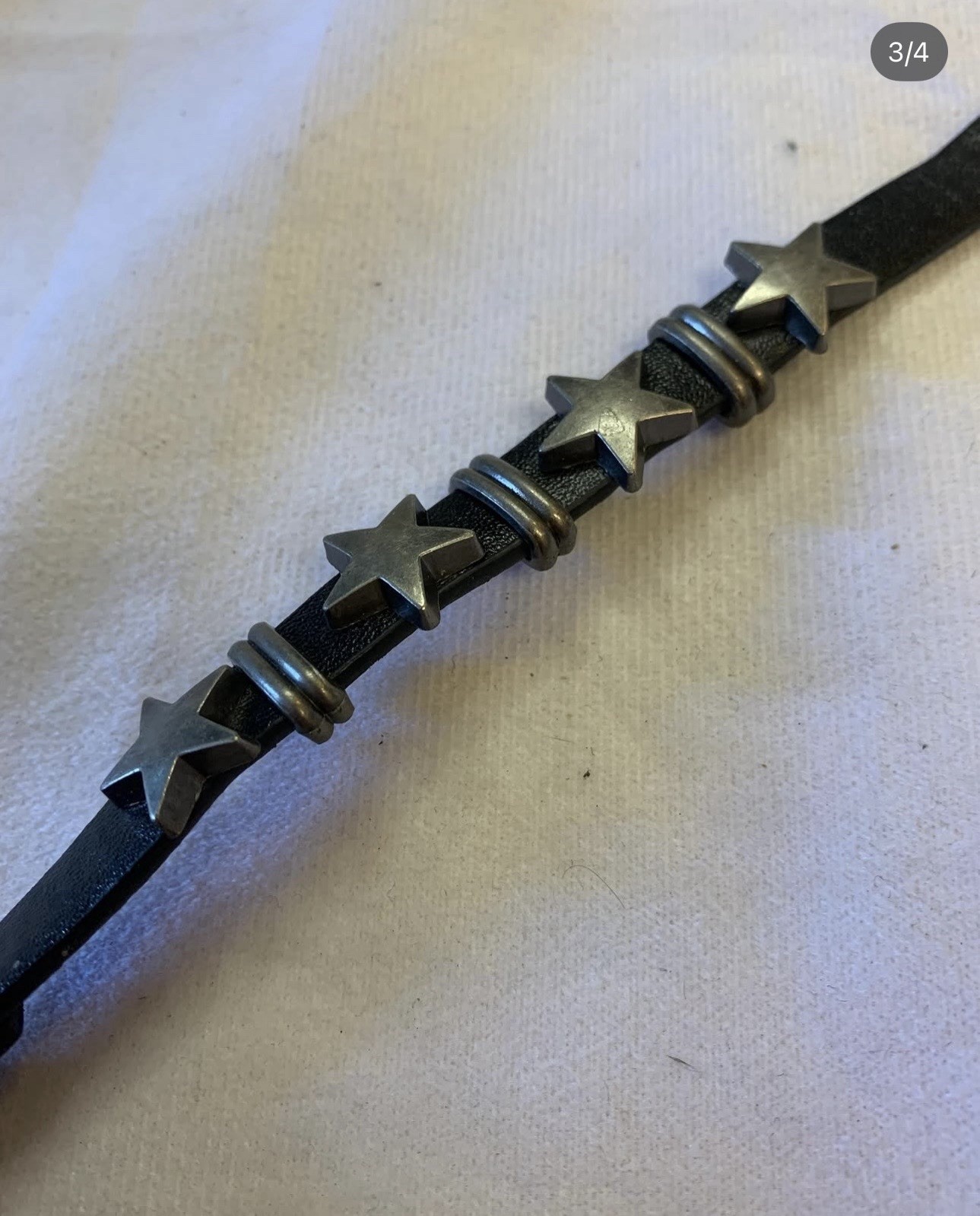 Black Faux Leather Cuff Bracelet Size S Adjustable Star Studs Vintage Hot Topic
