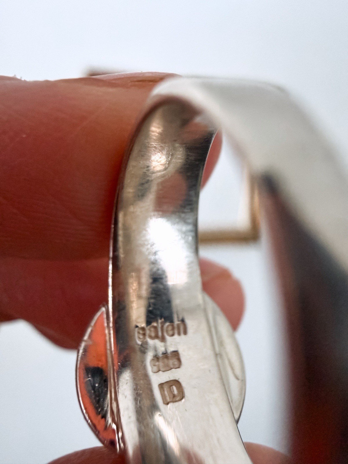Vintage Sajen Moon Face Ring Sterling Silver 925 Carved White Agate Size 7.5
