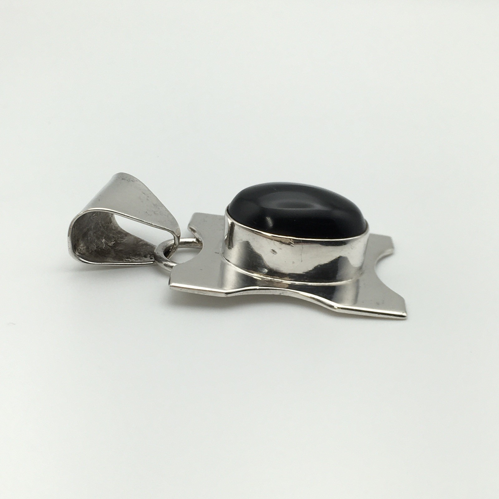 20.4g Vintage Sterling Silver TAXCO Black Onyx Pendant Marked Mexico 925 #32