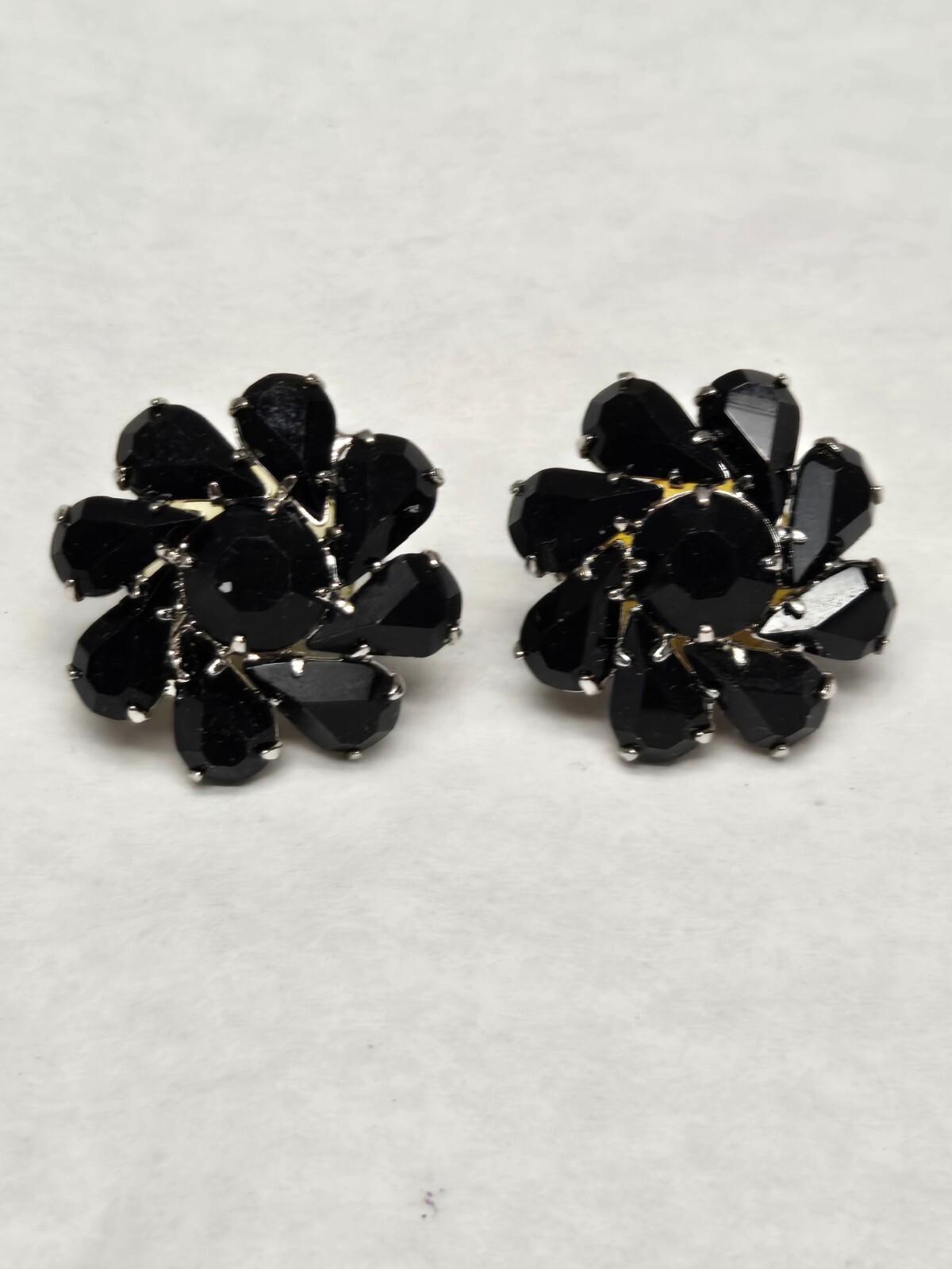 Art Deco Rhinestone Earrings, Necklace & bracelet Set Black Clear