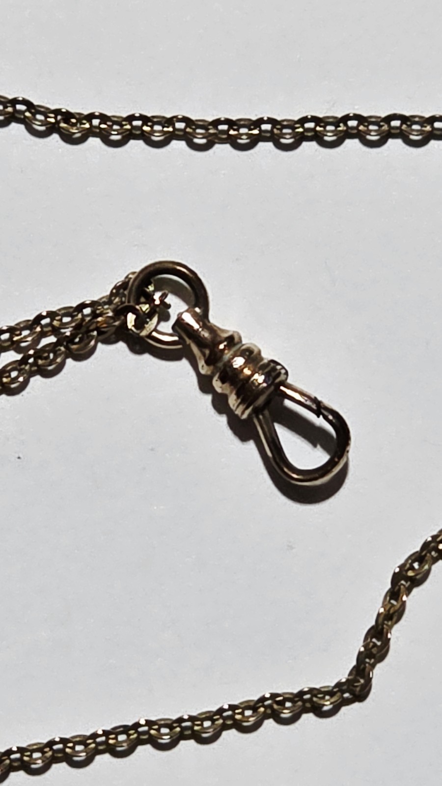 23″ Long Antique Gold Filled Colorful Rhinestone Clover Slide Pocket Watch Chain