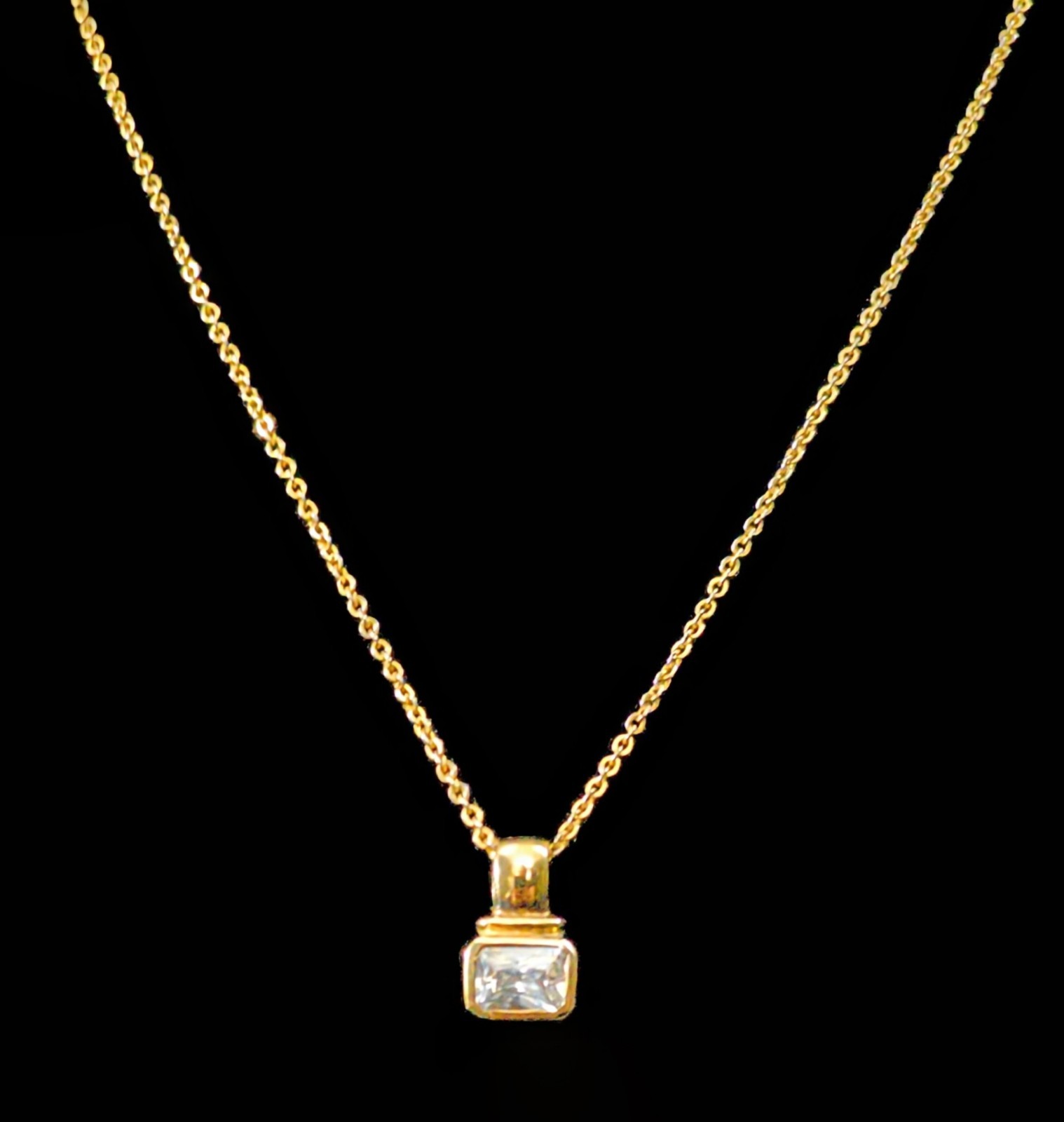 Danecraft 24kt Gold Over 925 Sterling Cubic Zirconia Pendant 18″ GF Necklace
