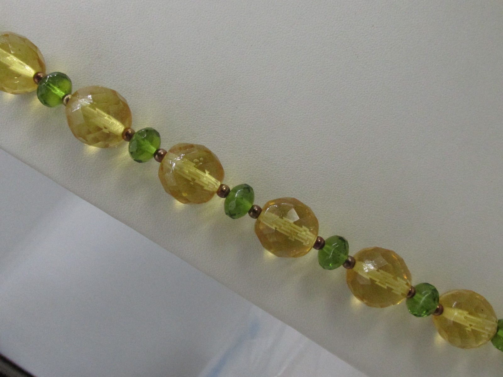 Joan Rivers Czech Republic Yellow & Green Faceted Beaded Necklace 36-39″