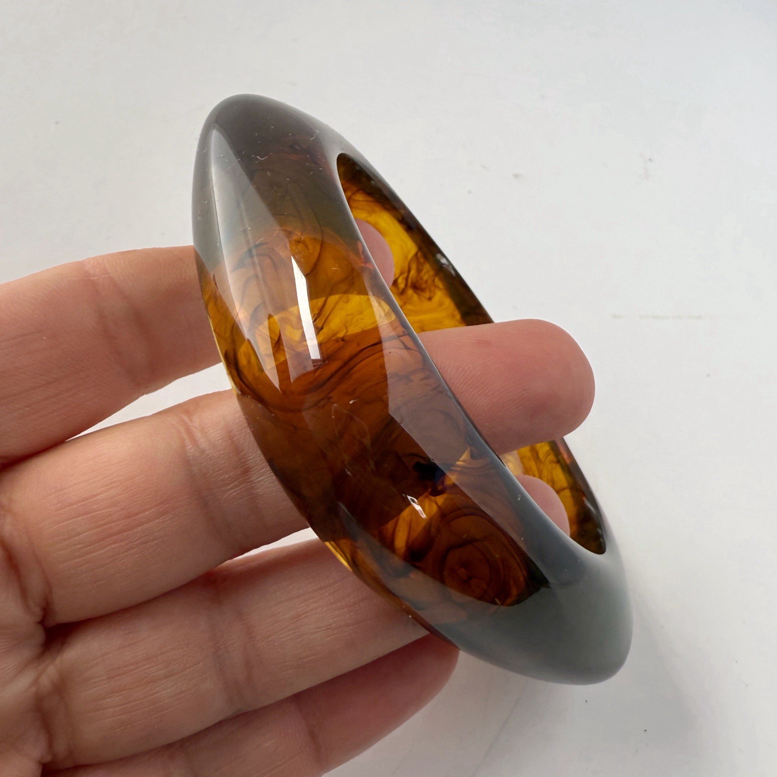 Tortoiseshell Acrylic Resin Angular Chunky Bangle Bracelet