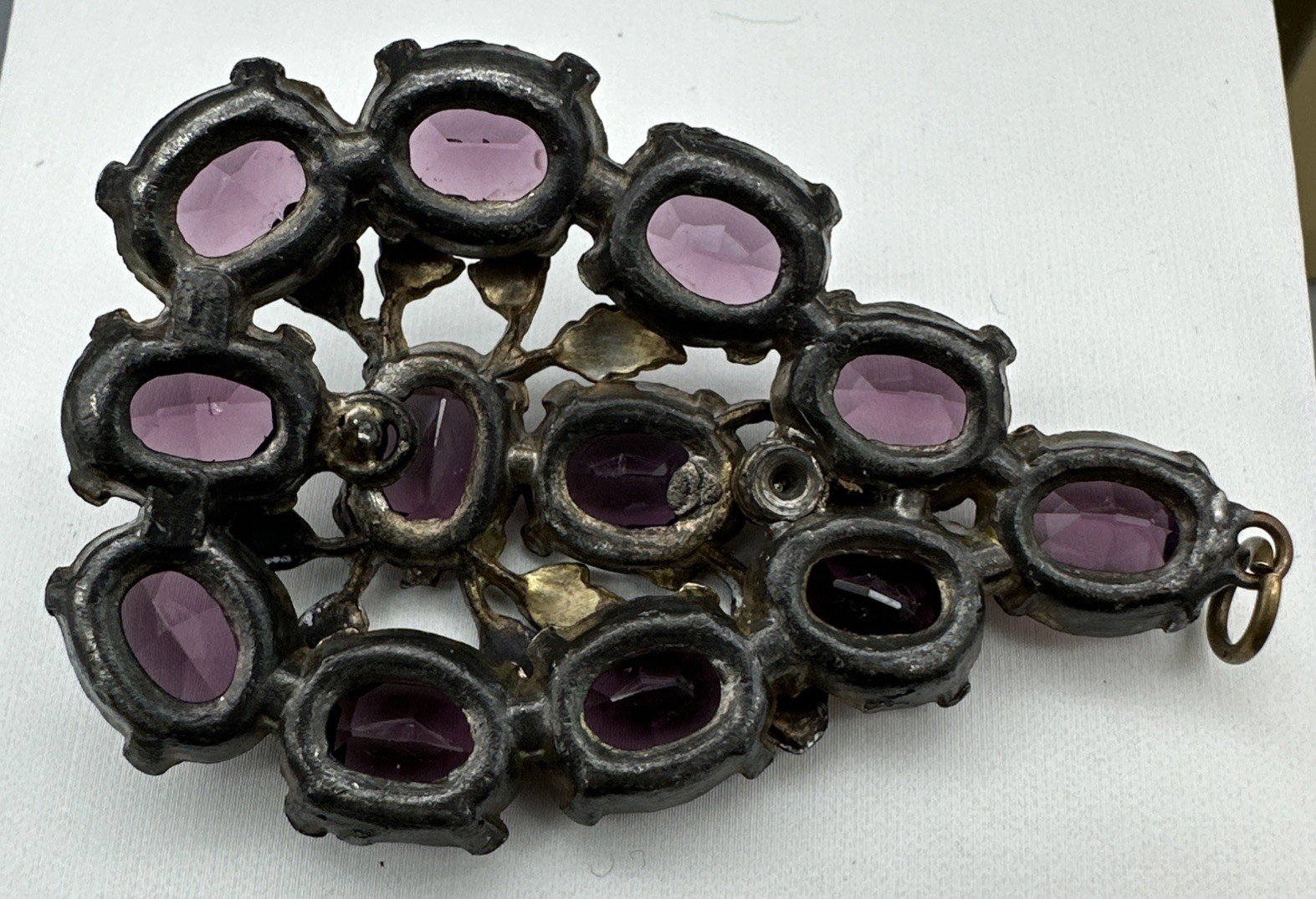Vintage Purple Czech BohemianOpen Back Rhinestone Pendant 2.5”, Stunning!