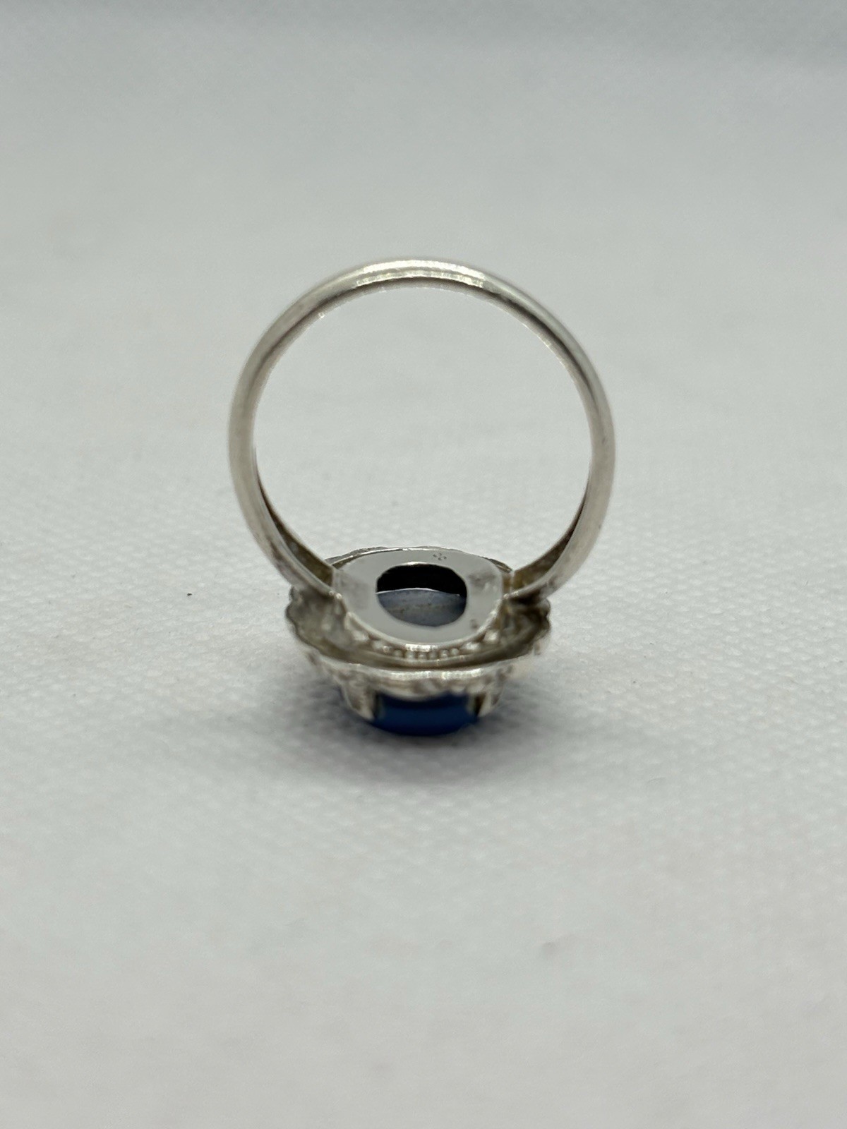Vintage Clark & Coombs Sterling Silver Blue Lace Agate Statement Ring Size 6.5
