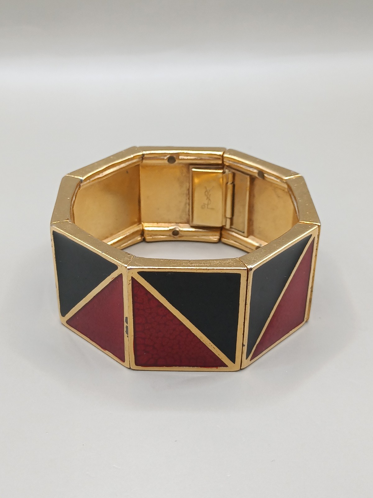 as is Vintage YSL Yves Saint Laurent Enamel Cuff Bracelet 6.7″