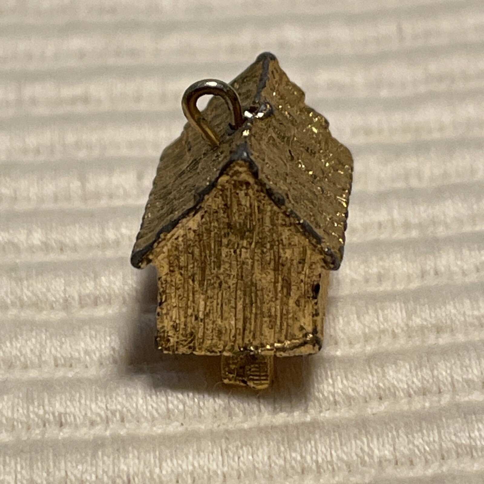 1960’s Man in Doghouse Goldtone Bracelet Charm Mechanical Signed C S Red Paint