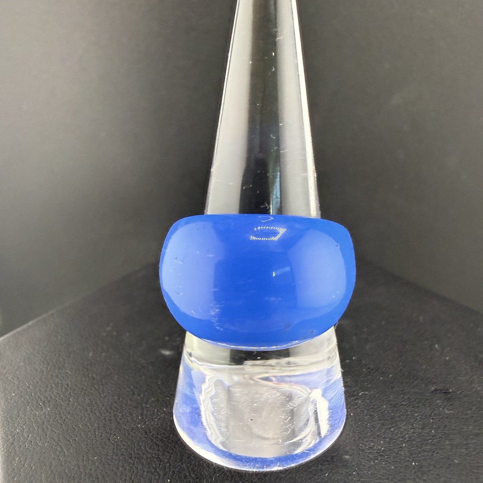 Vintage Blue Acrylic Ring Size 8.25