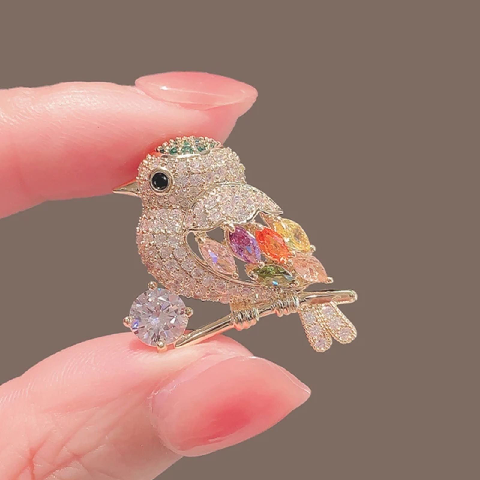 Sparkling Magpie Bird Brooch Pin-Rhinestone Crystal Jewelry for Women Dress/Coat