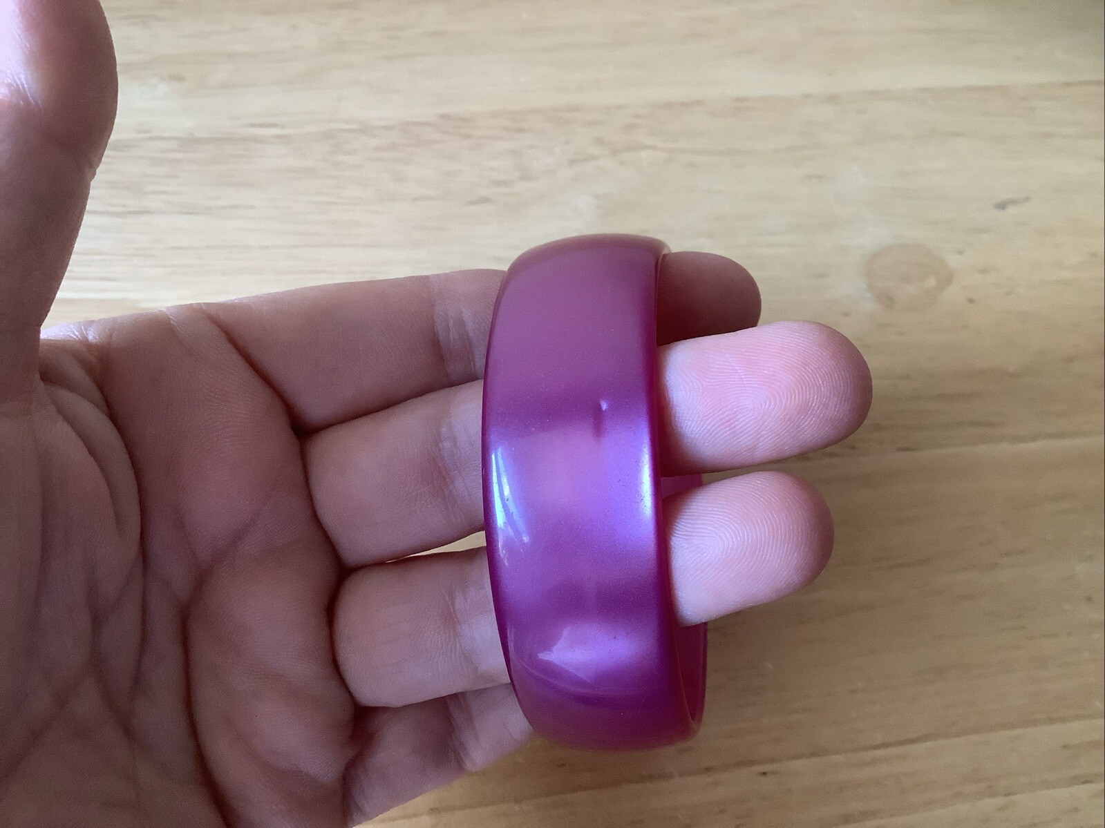Vintage Moonglow Bangle Bracelets 2 Purple Grey Thermoset Glows Low Profile