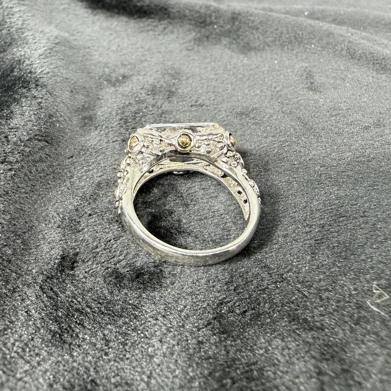 Vtg Sterling Silver Ring 8.25 Cubic Zirconia Medieval High End Jewelry Old Money
