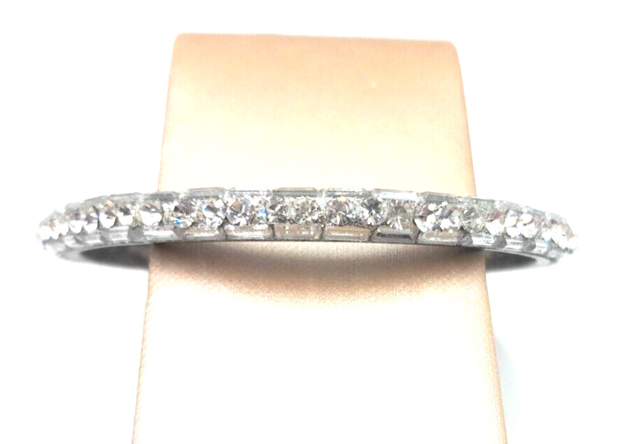 Vintage Beautiful Bright Rhinestone Bling Bangle Bracelet Fits Size 7-7.5″