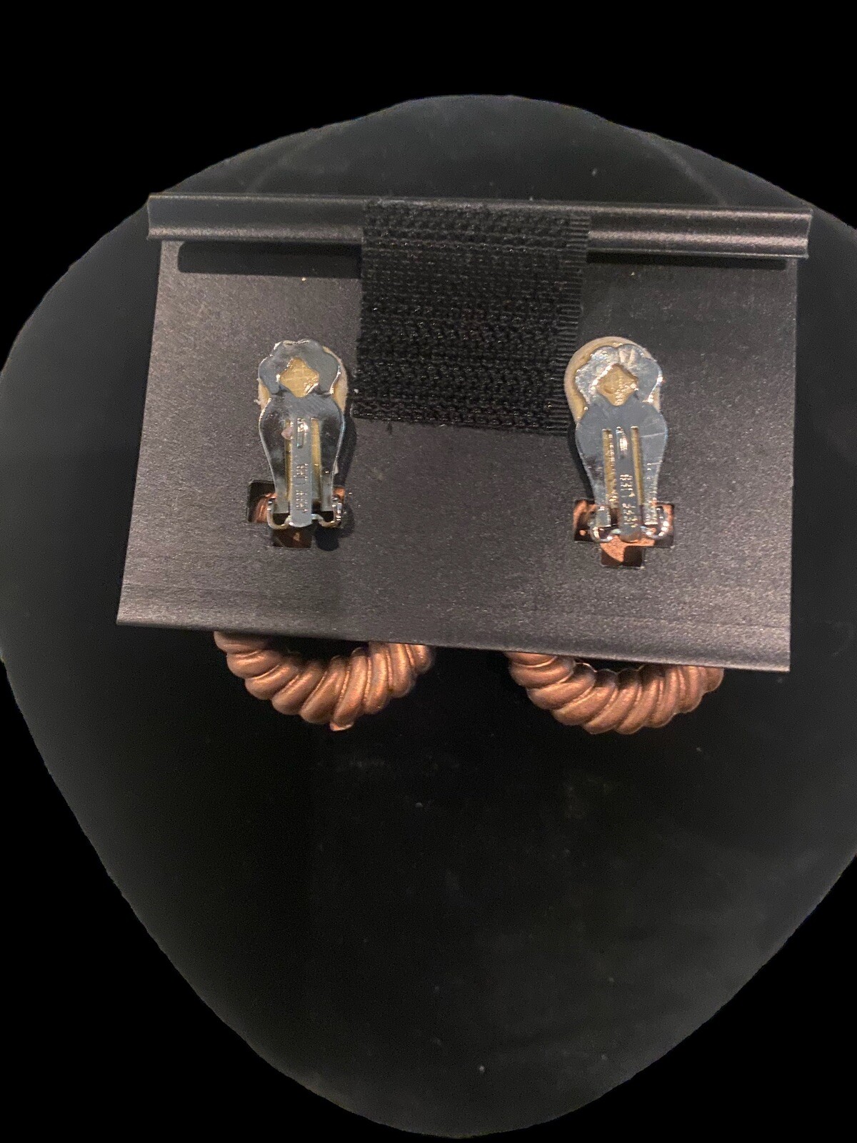 JEFF LIEB SIGNED 80s Amber CRYSTAL GLASS LAYERED ROUND BIG DROP EARRINGS