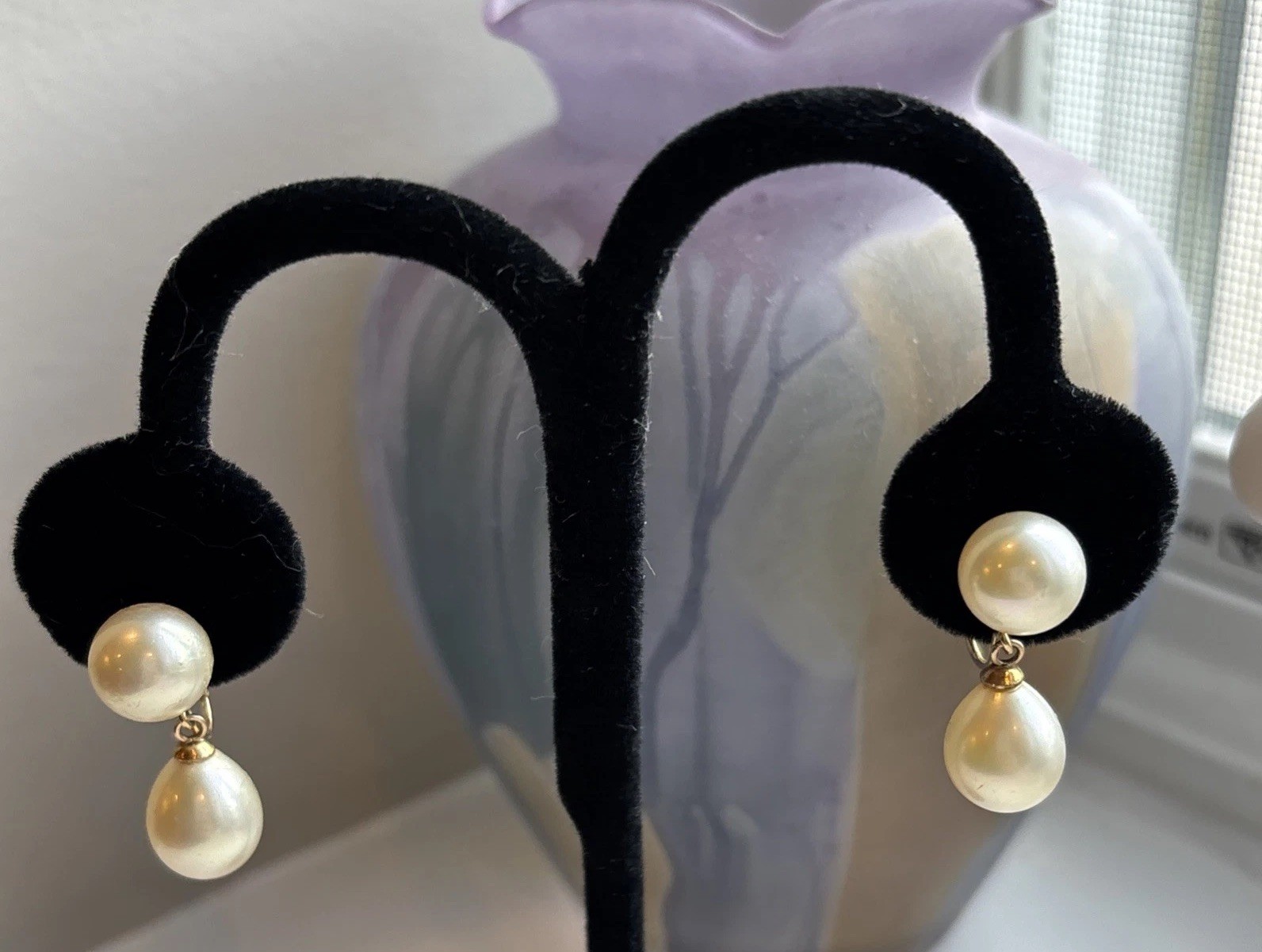 Vintage Majorica 12K-GF Clip-On Faux Pearls Very Good Condition 1” See Pics